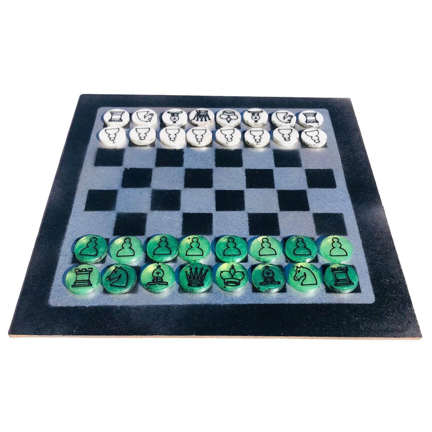 Chess Set - Green & White Dew