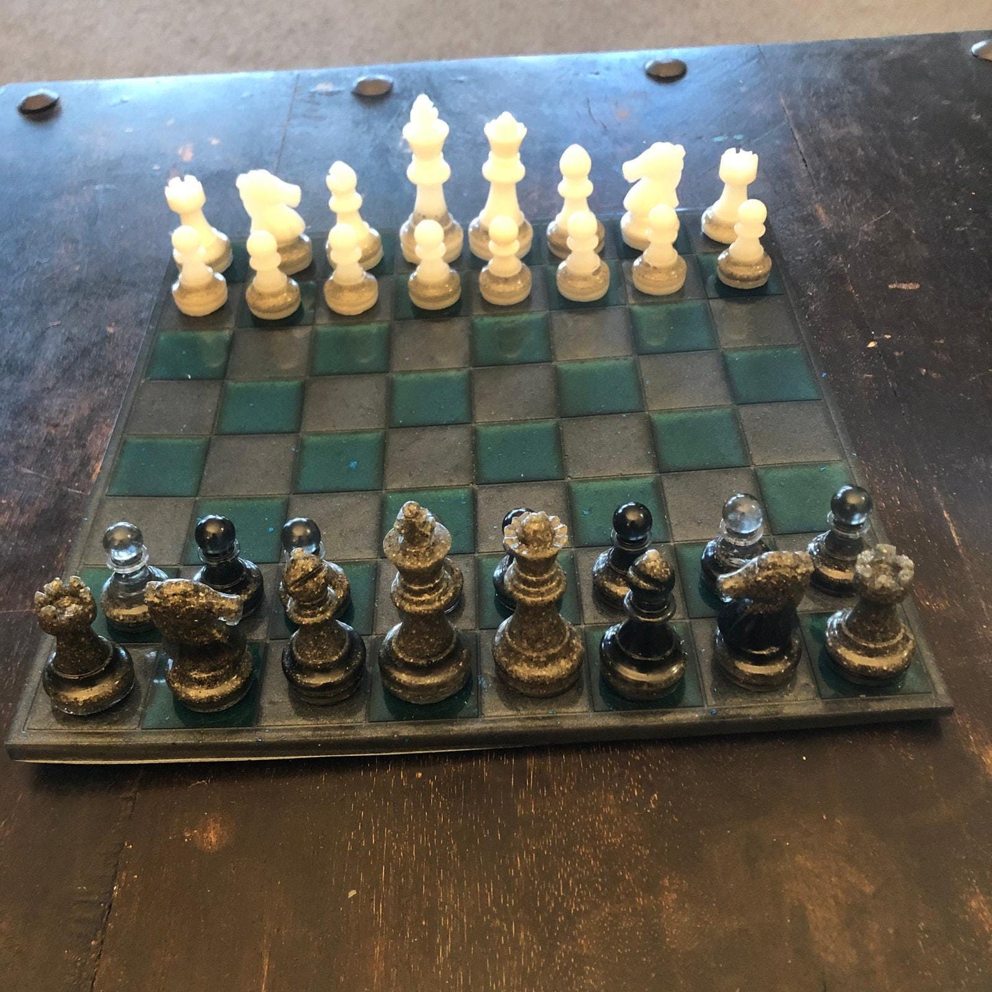 Handmade Resin Chess Set - Space Blue