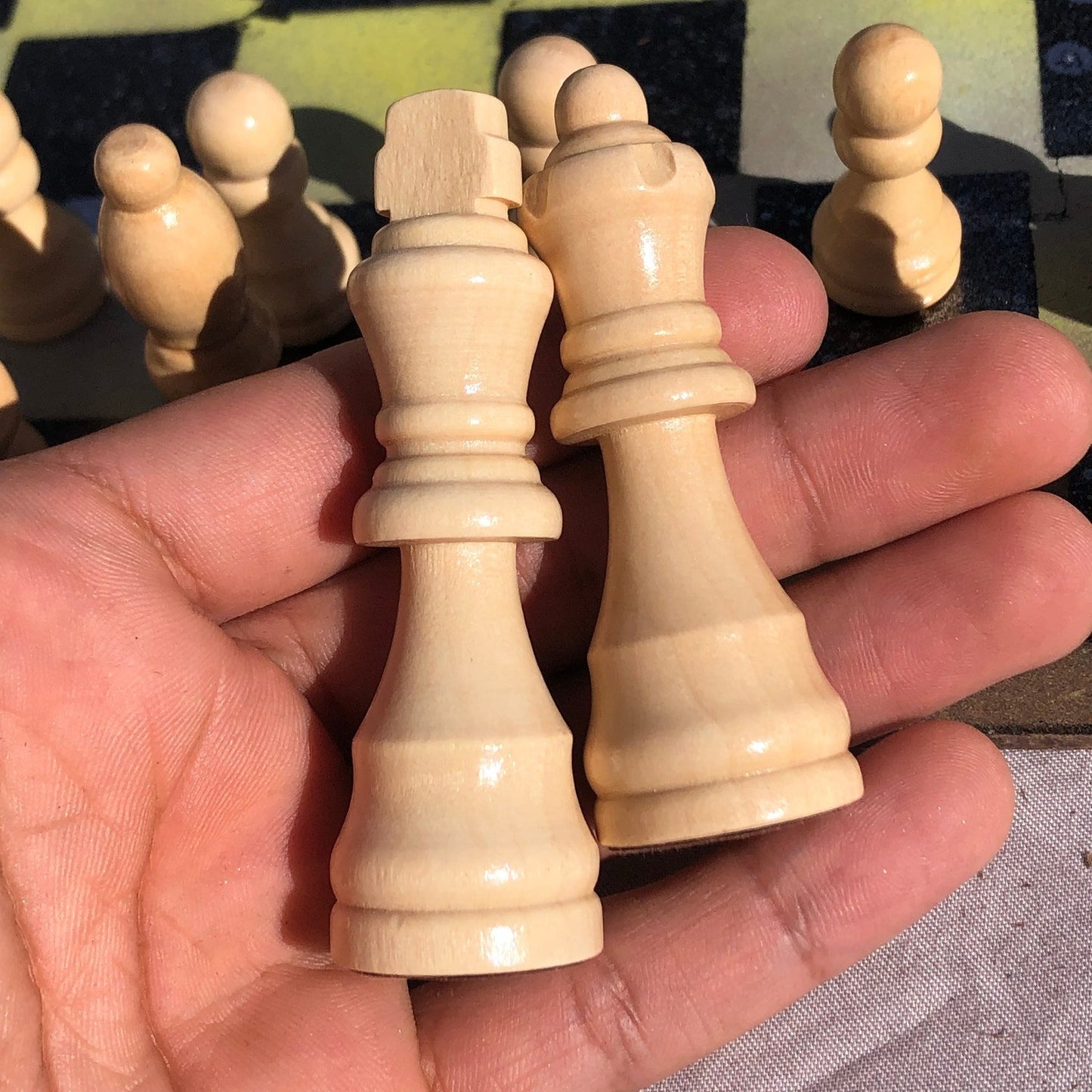 Chess Set - Yellow Speckled Silver