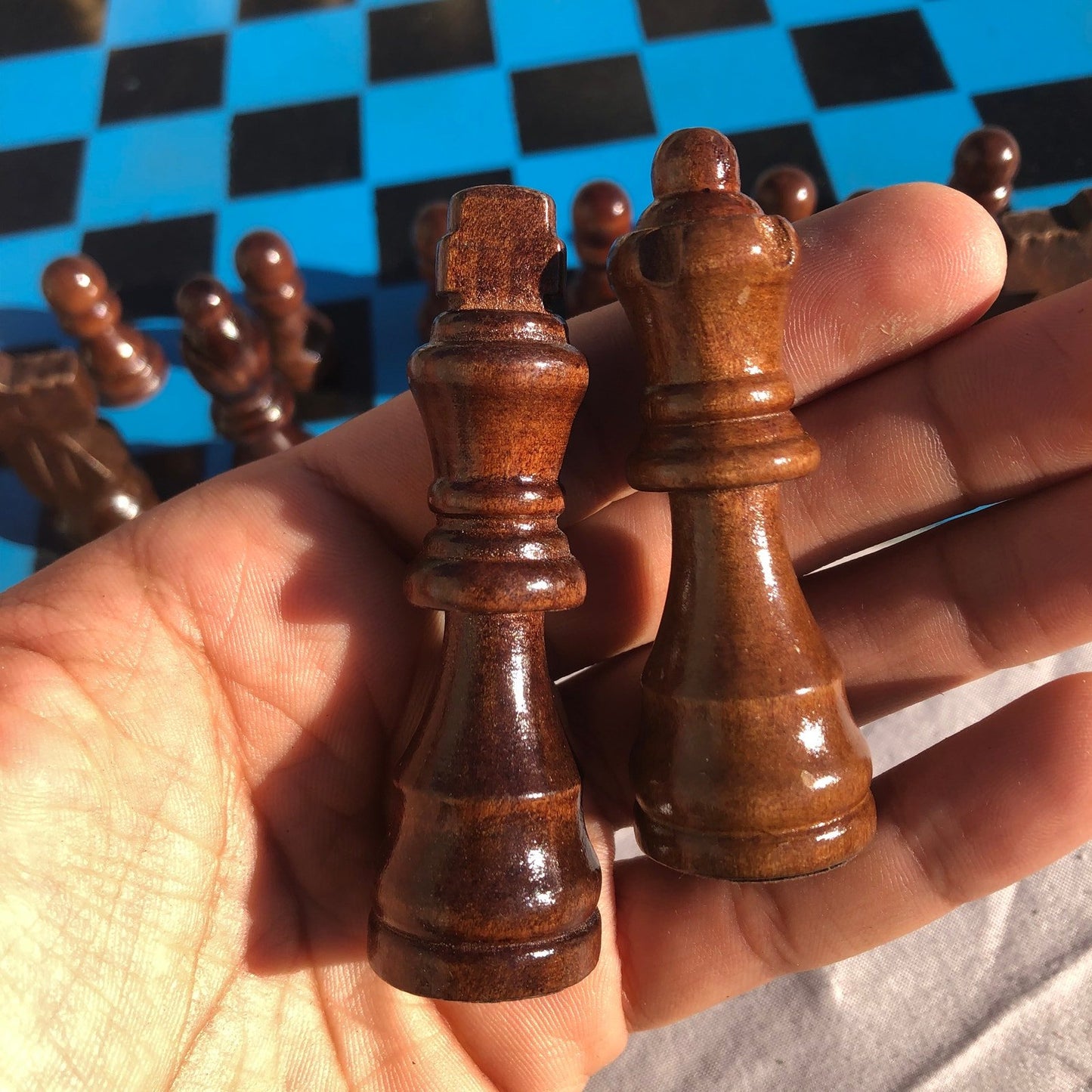 Chess Set - Sky Blue Gold