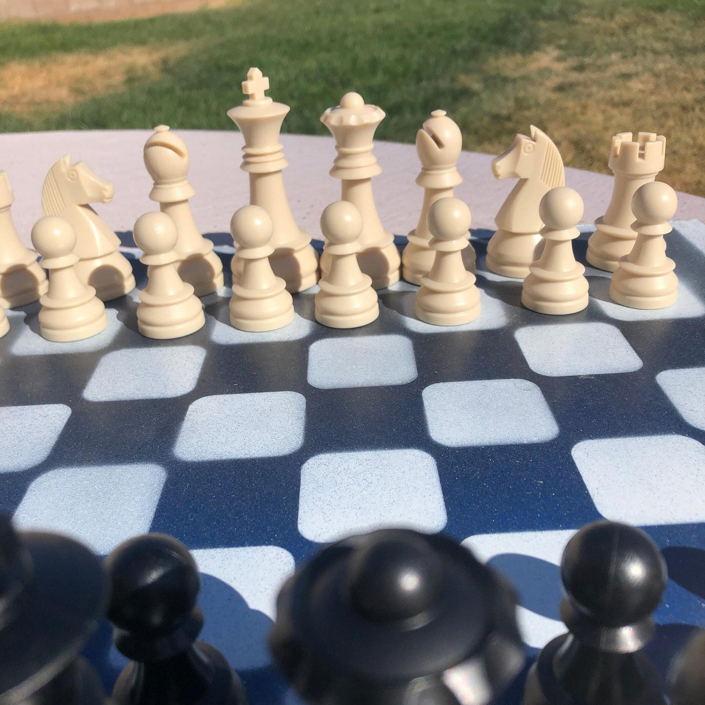 Large Chess Set - Half Blue Half Black