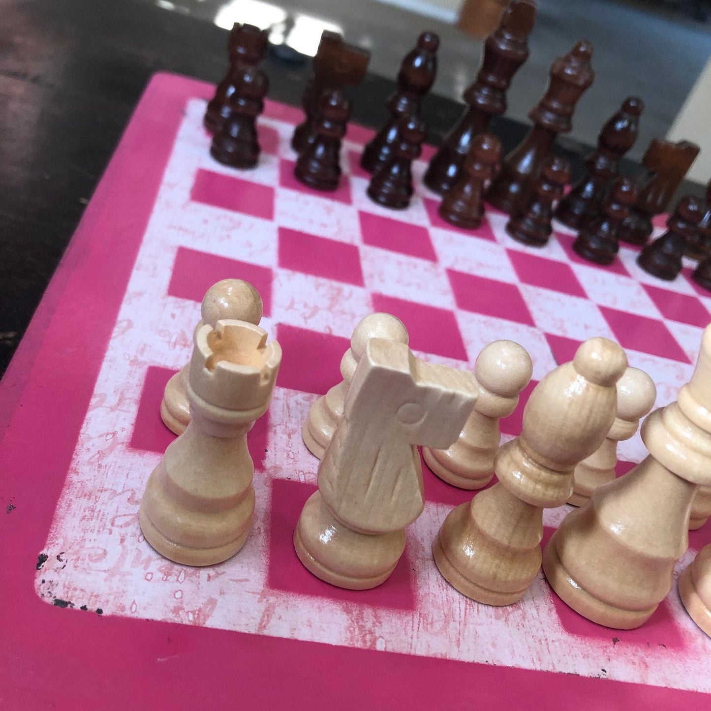 Scrapbook Chess Set - Pink Cursive