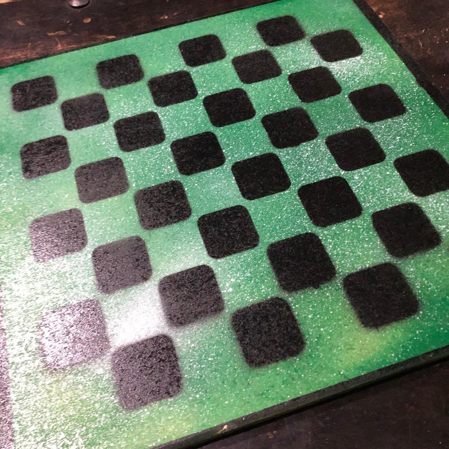 Large Painted Chess Set - Green & Black