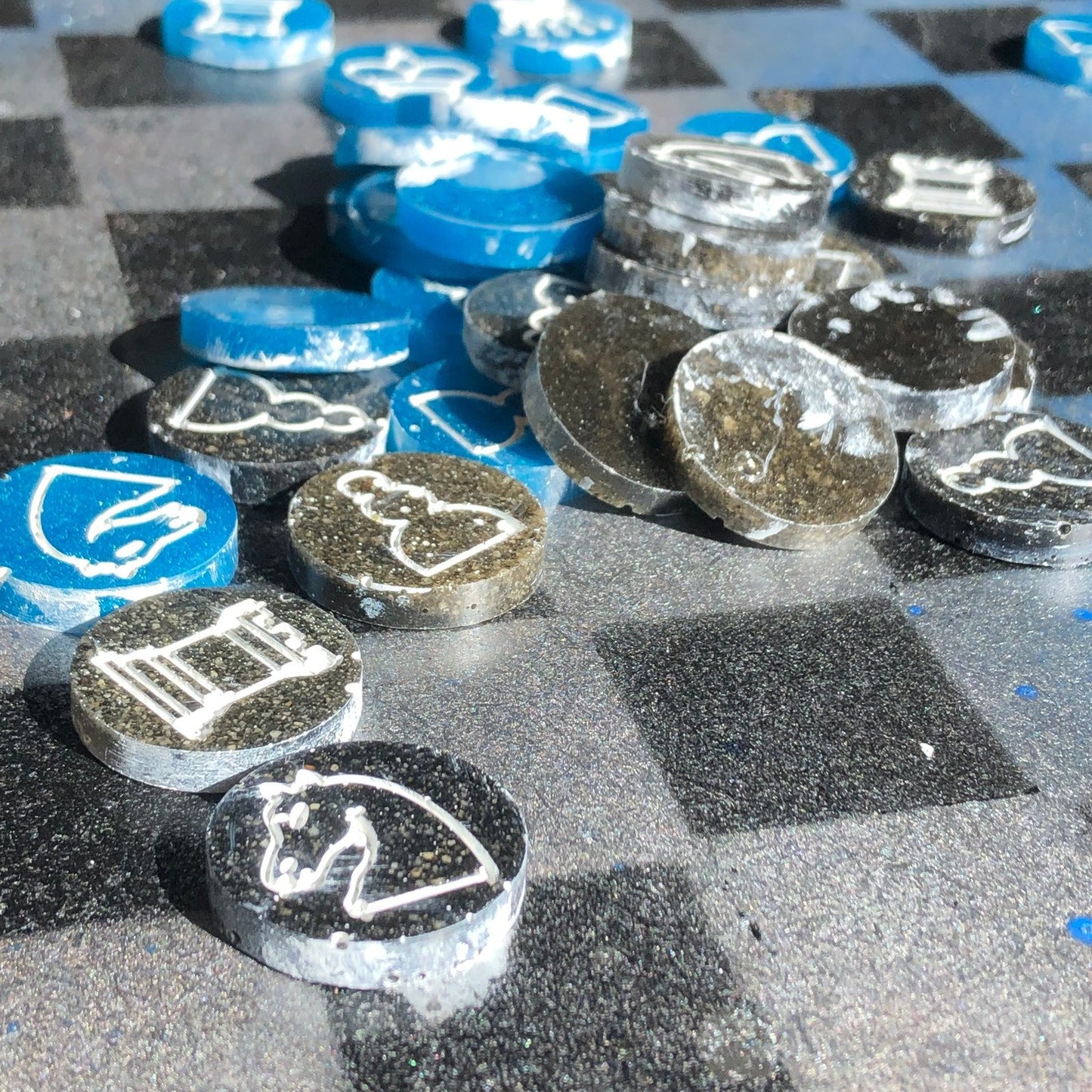 Chess Set - Blue Silver