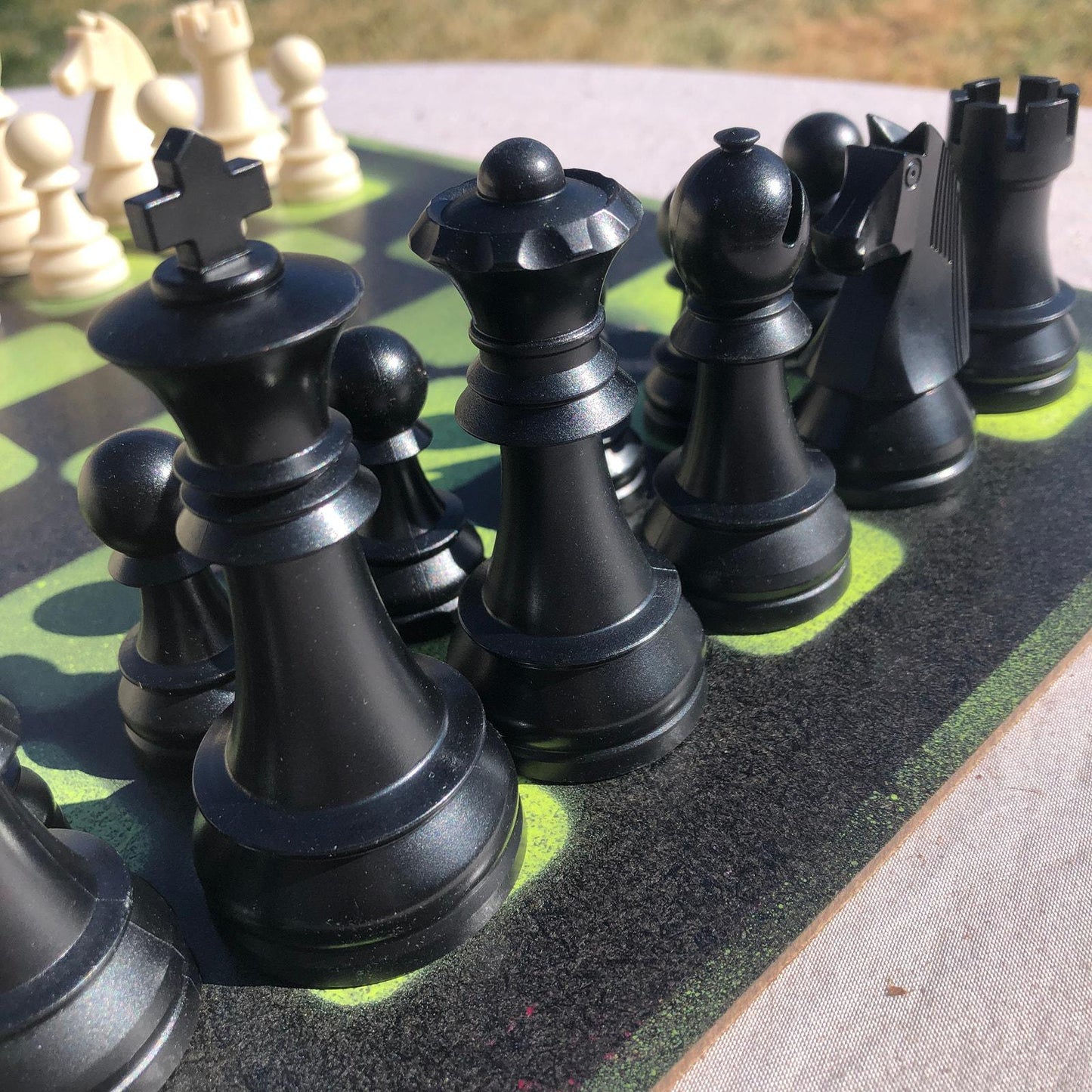 Large Chess Set - Lime Green & Black