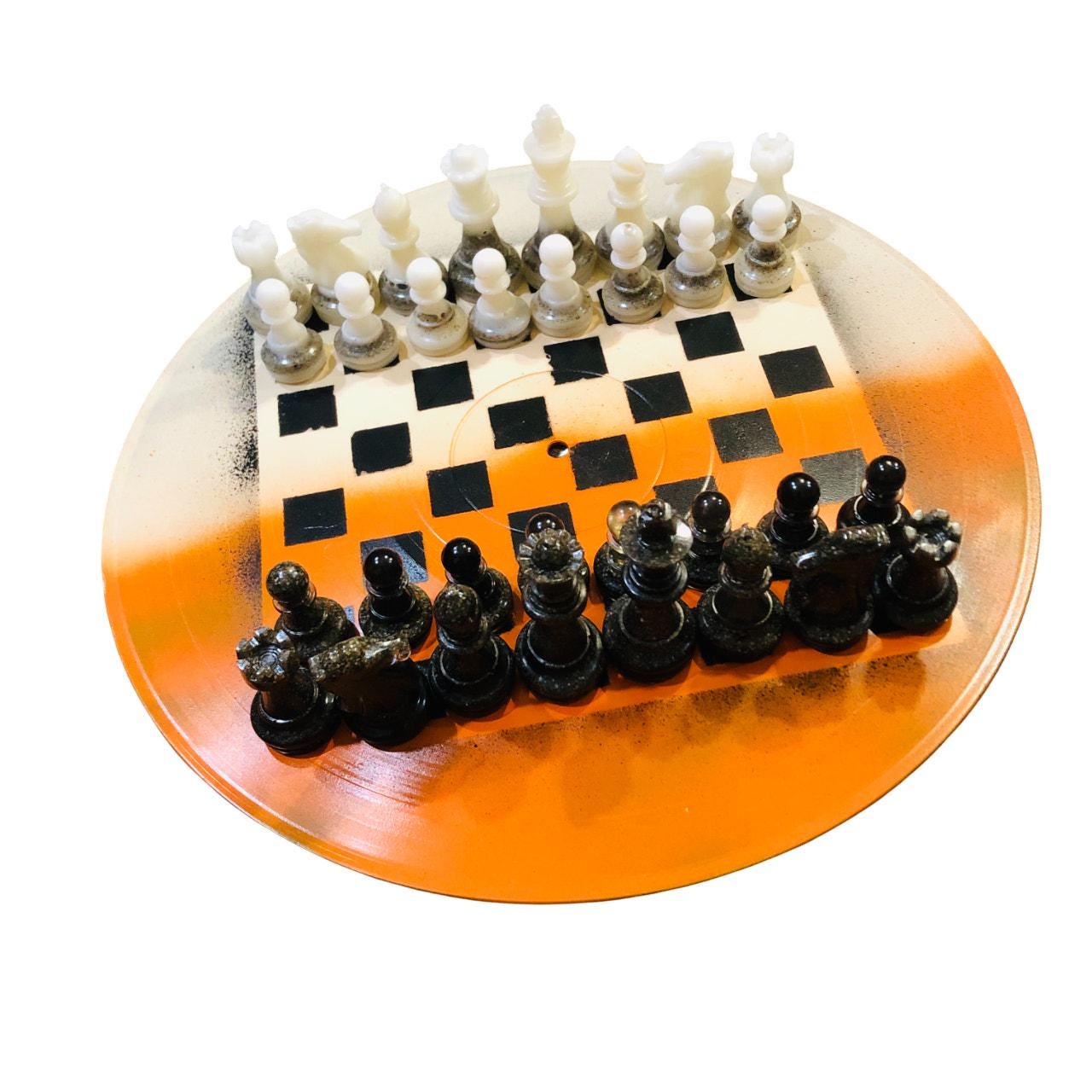 Vinyl Chess Set - Orange Cream (Resin Pieces)