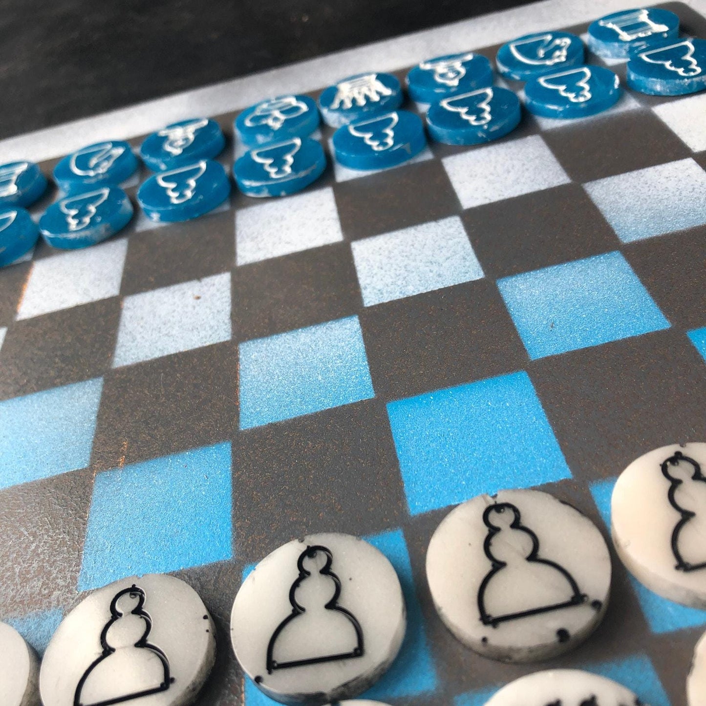 Chess Set - Gray & Blue