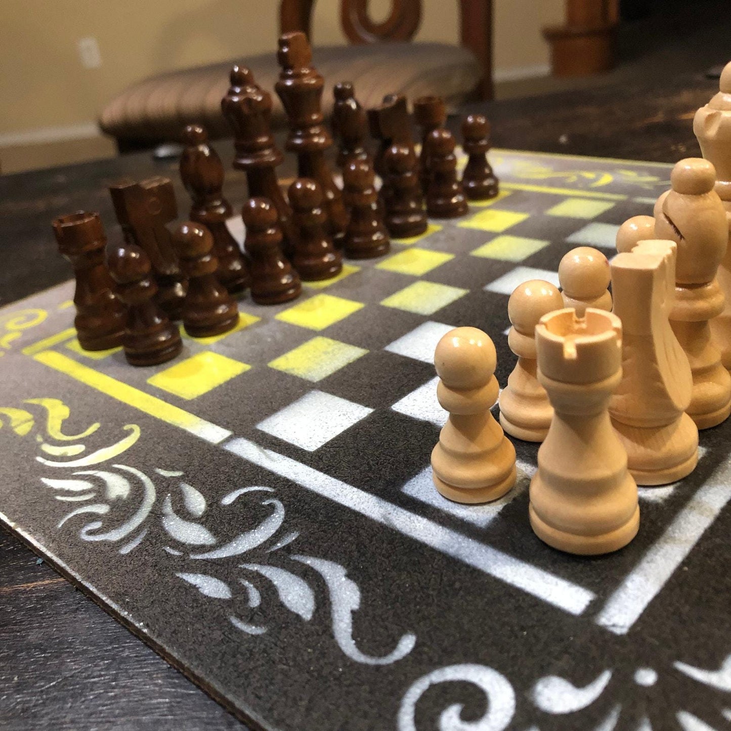 Chess Set - Black Yellow & White