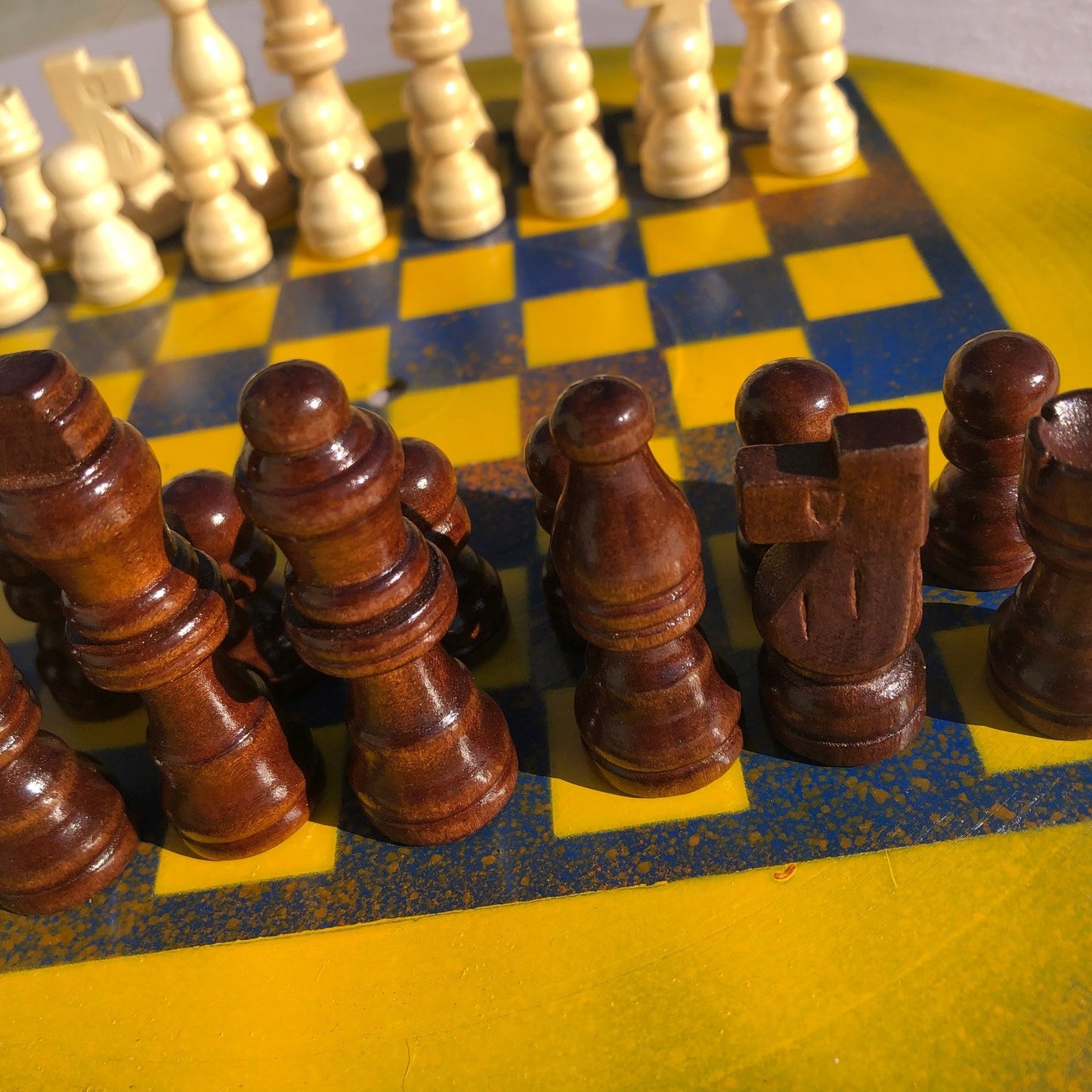 Vinyl Chess Set - Yellow & Blue Tint