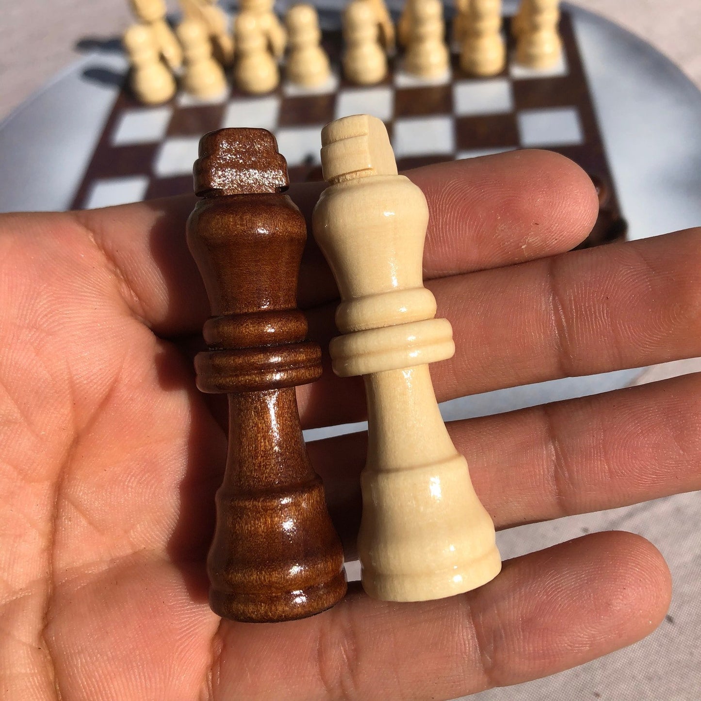 Vinyl Chess Set -  Brown Orange Drizzle