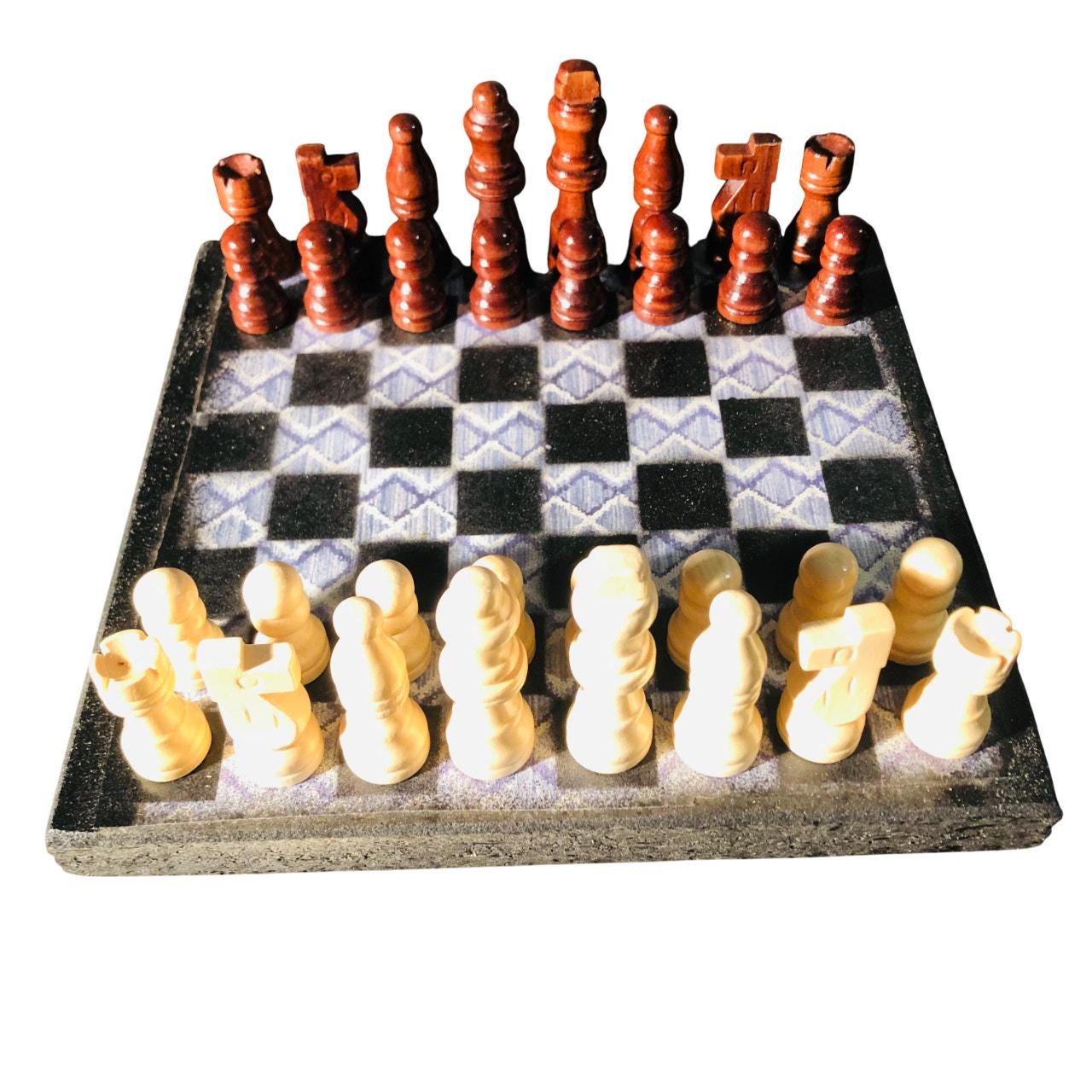 Scrapbook Chess Set - Blue Zig Zag