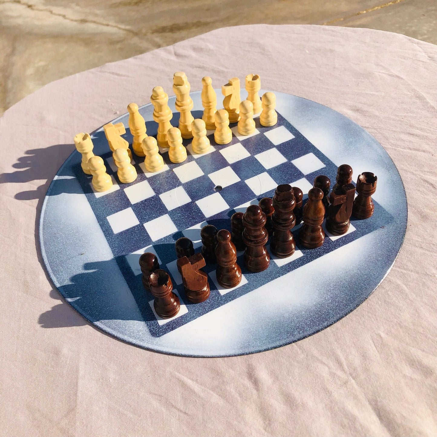 Vinyl Chess Set - Blue Snow Mist