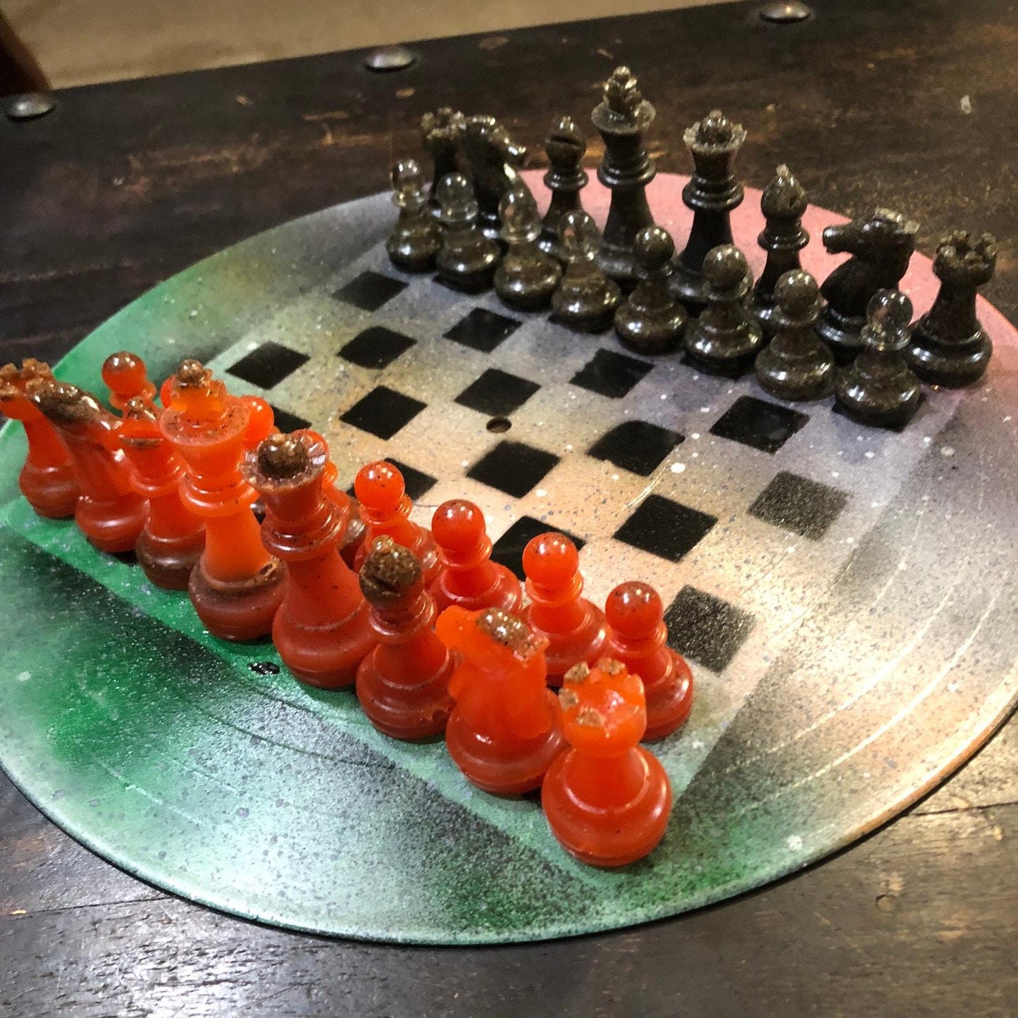 Vinyl Chess Set -Forest Gold (Resin Pieces)