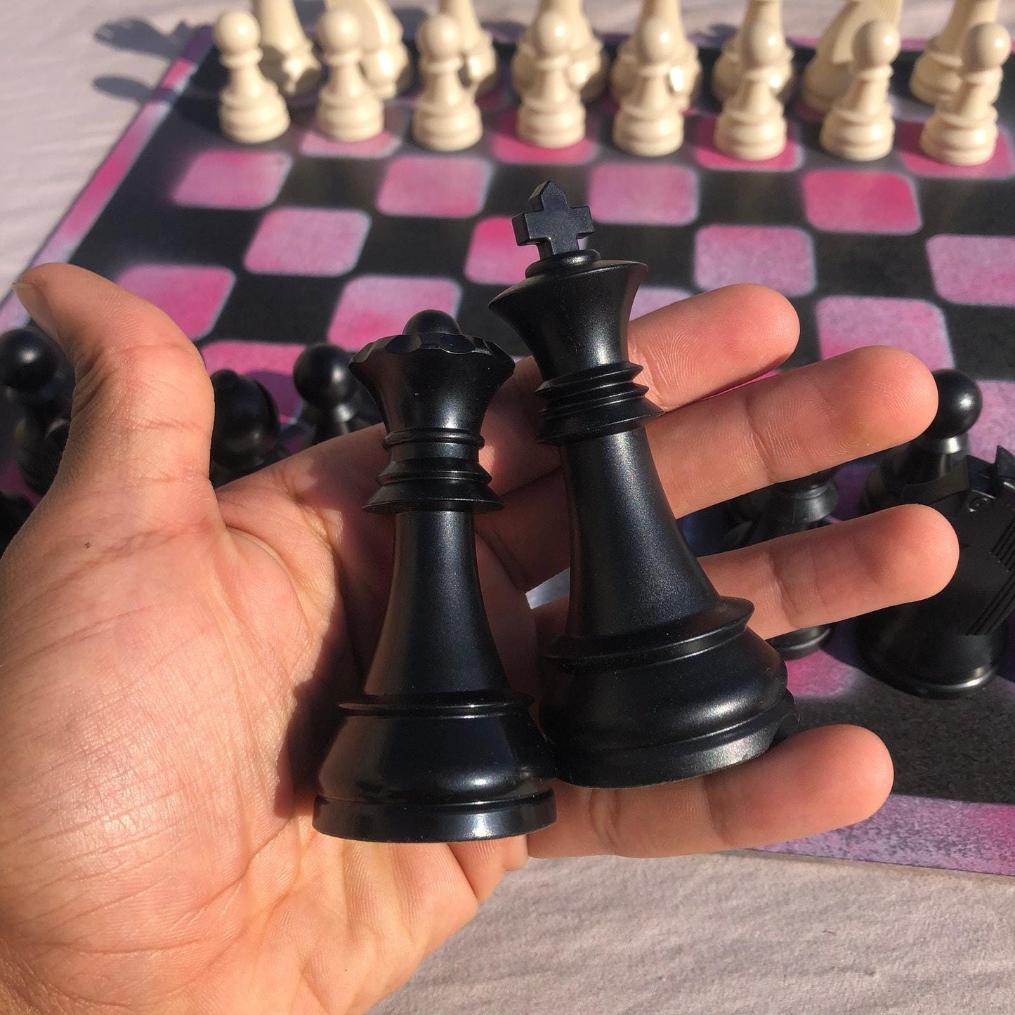 Large Chess Set - Pink & Black