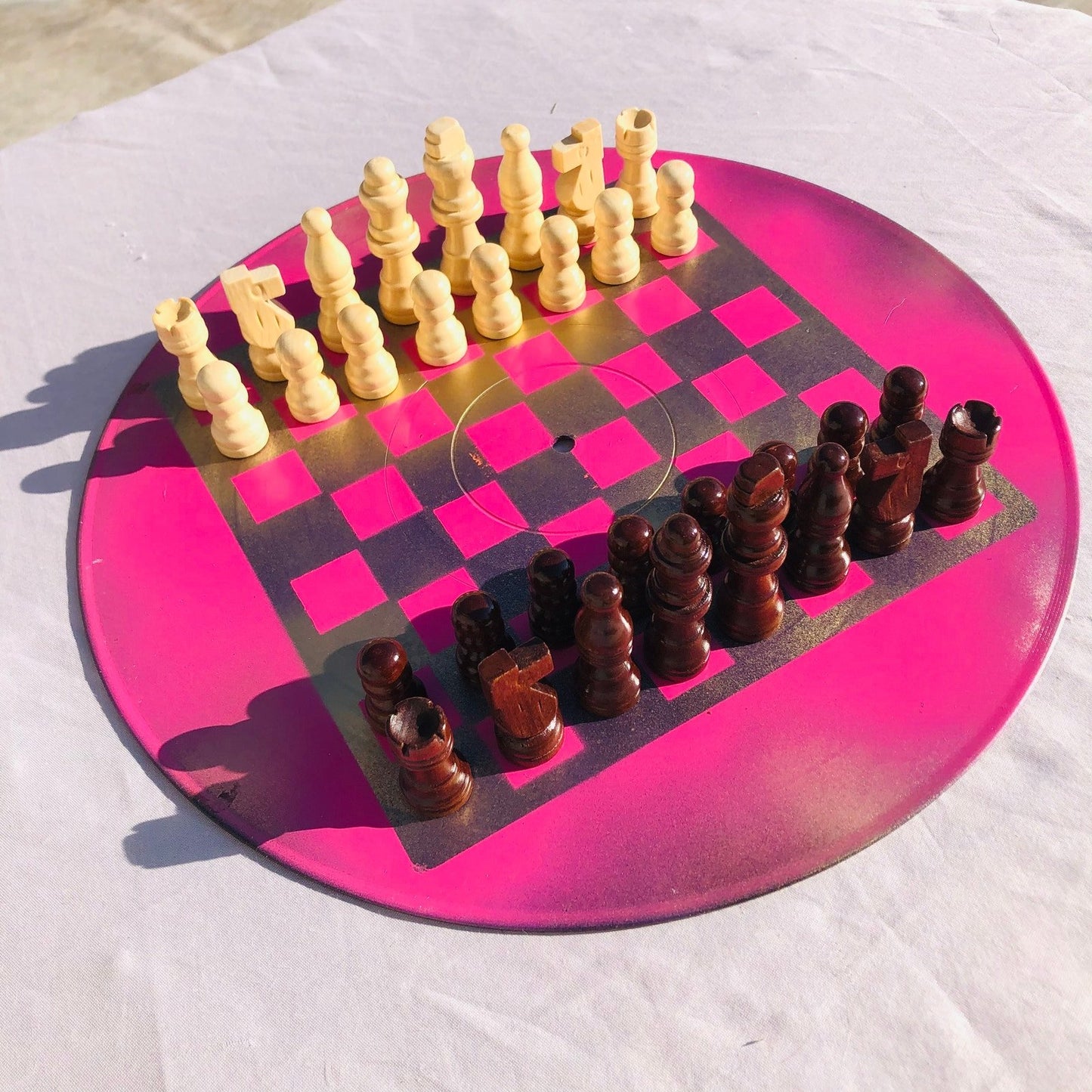 Vinyl Chess Set - Ruby Pink Gold