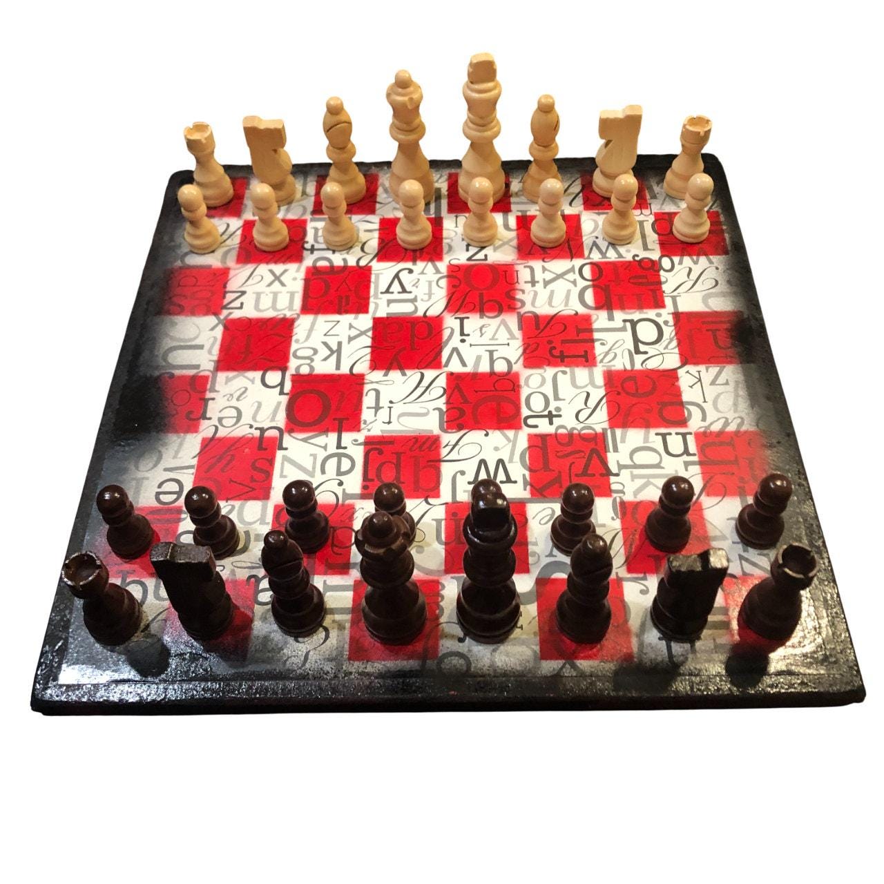 Scrapbook Chess Set - Red Letters