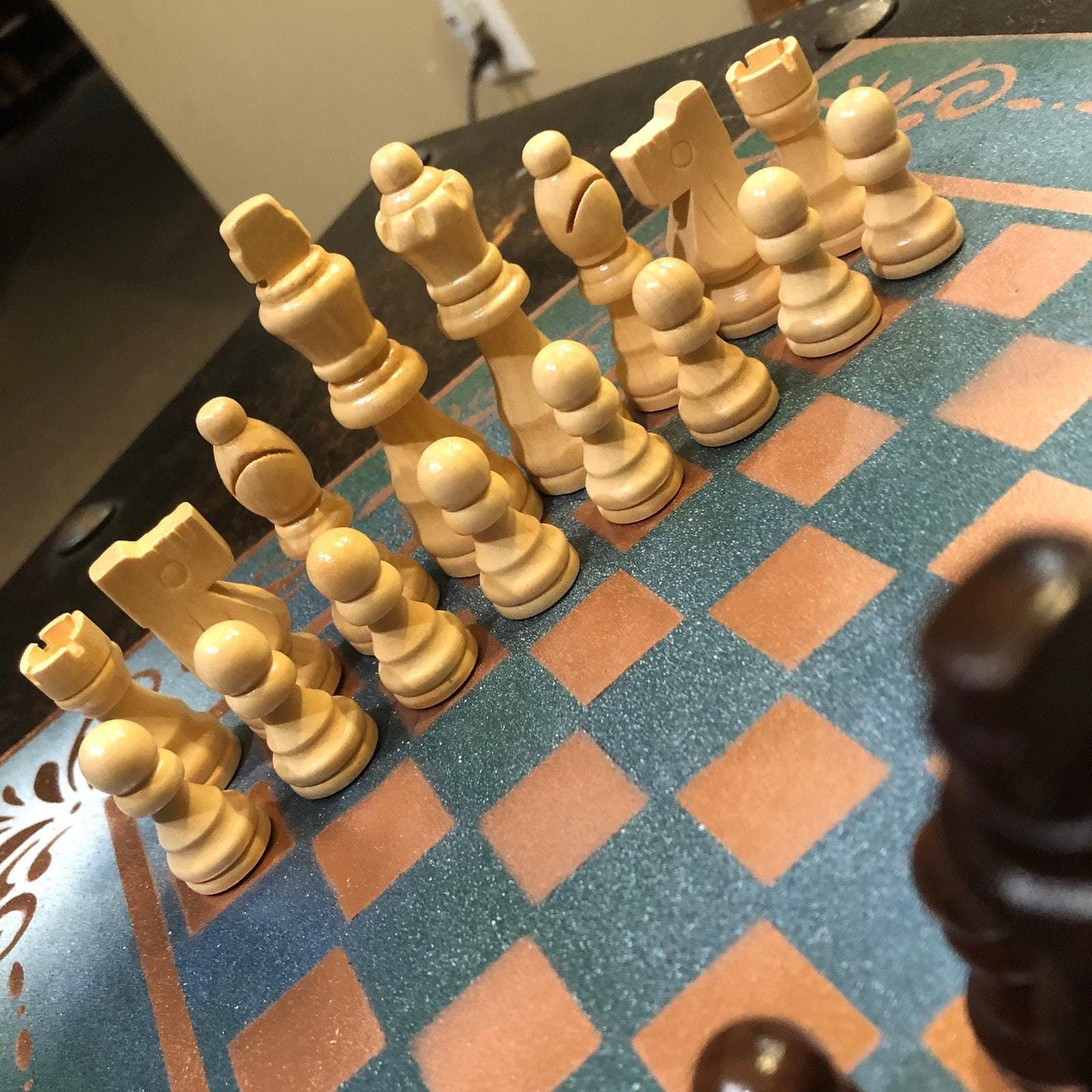 Chess Set - Emerald Green & Bronze