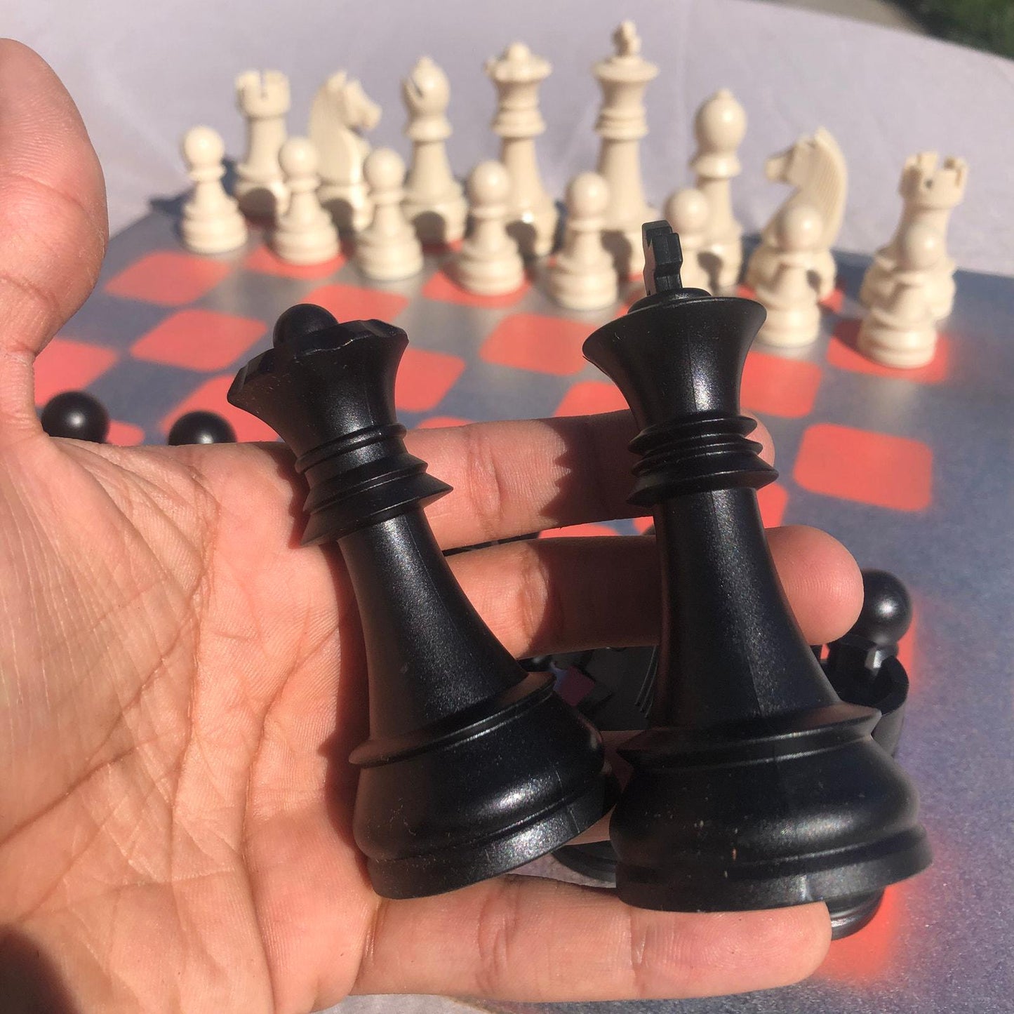 Large Chess Set - Chrome Peach