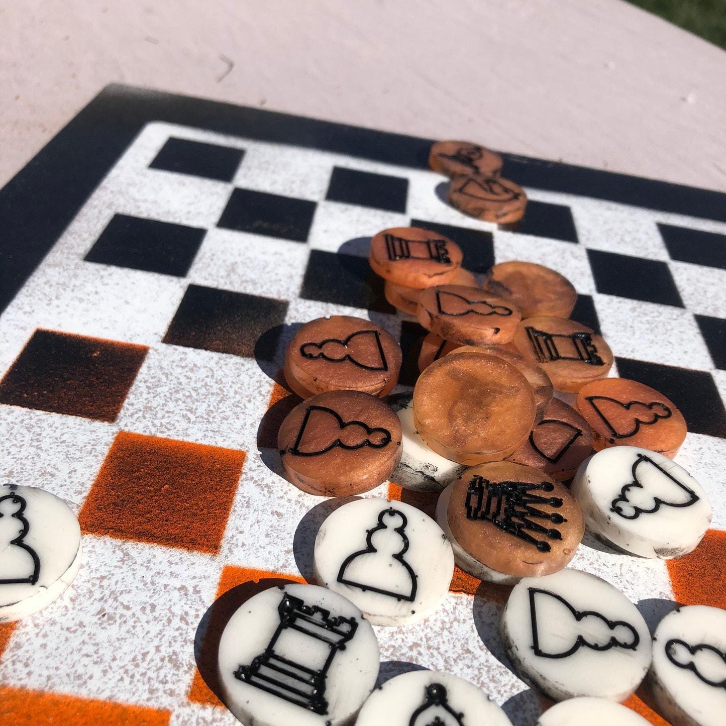 Chess Set - Orange & White