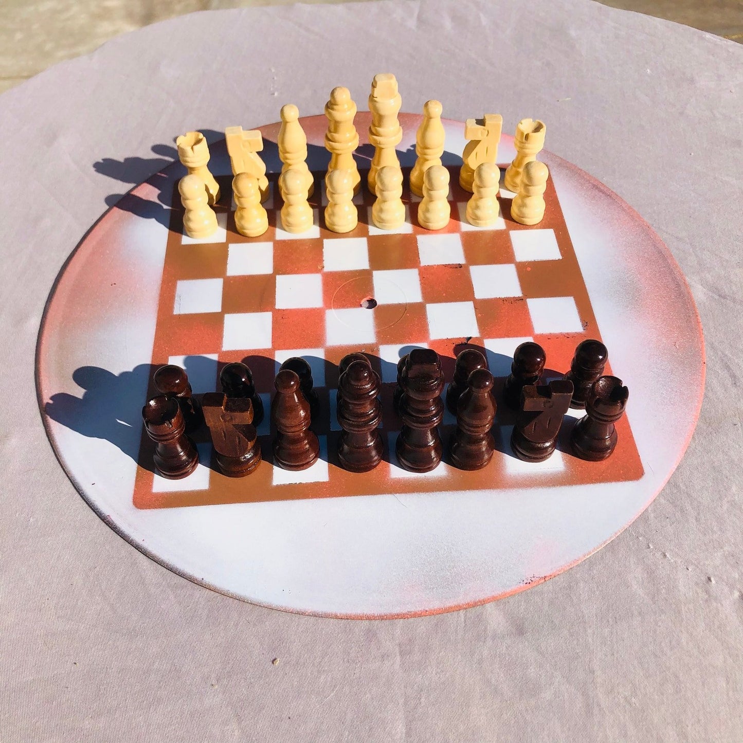 Vinyl Chess Set - Peach Cream