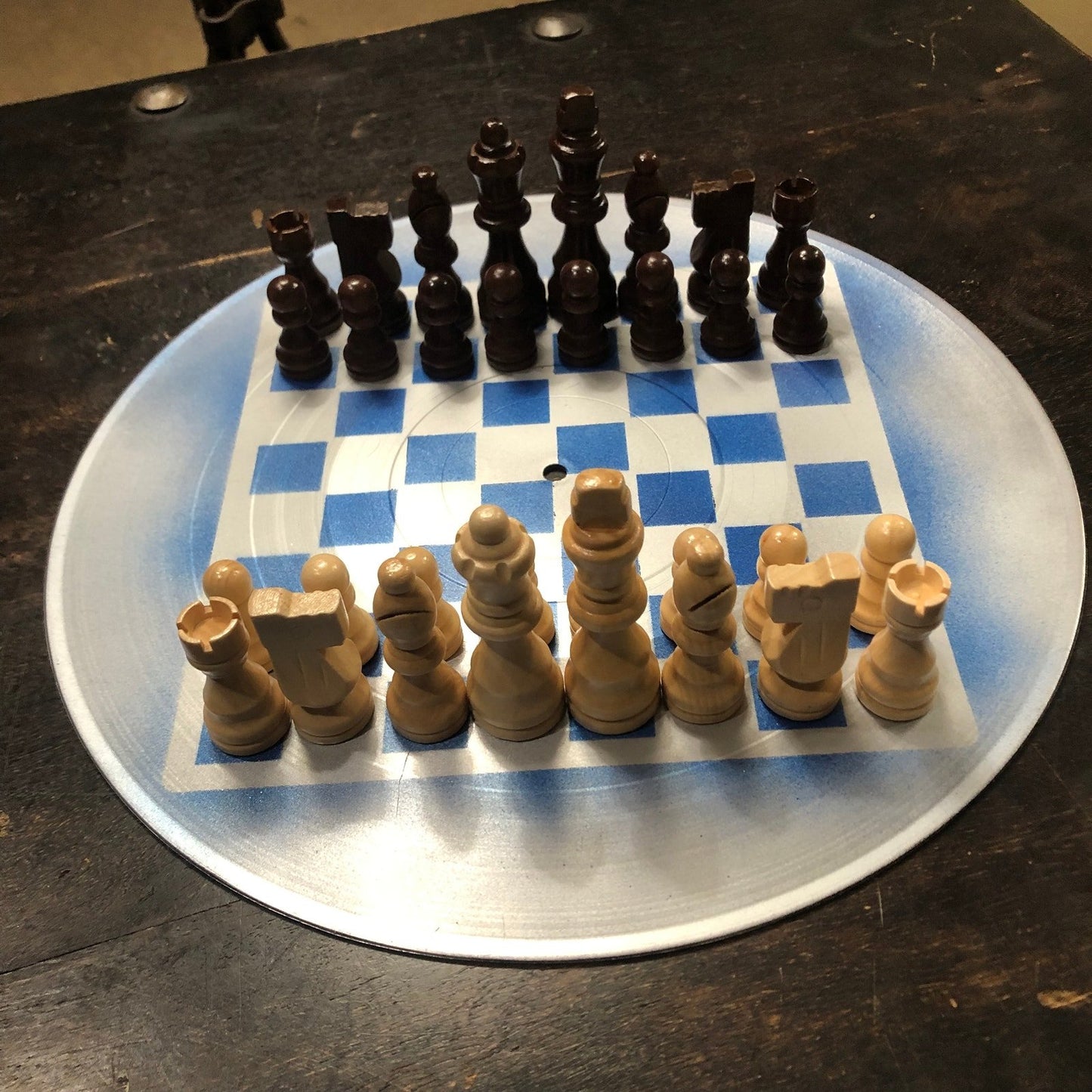 Vinyl Chess Set - Blue & Silver