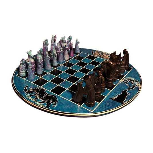 African Vintage Chess Set - Blue Rhino Chess Board