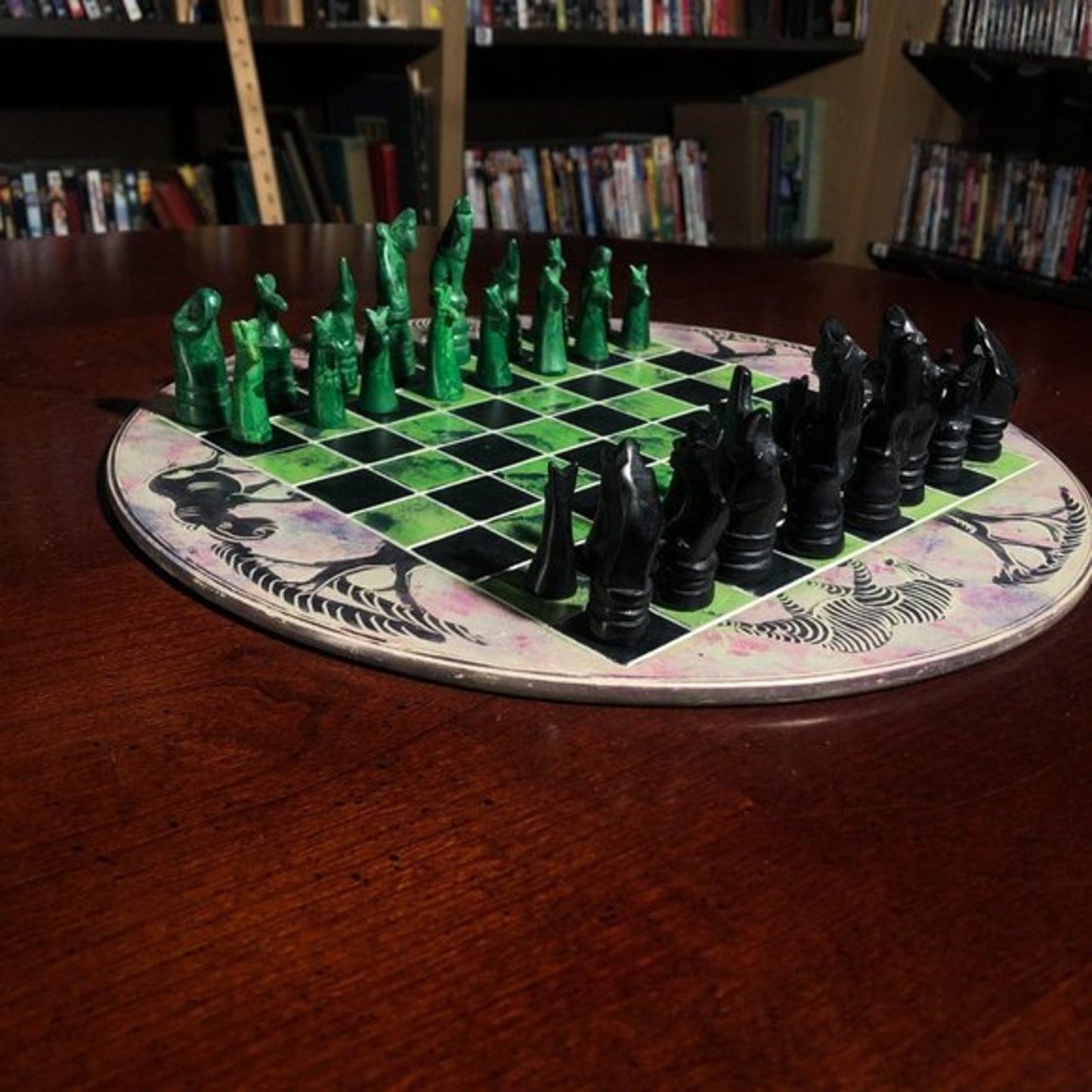 African Vintage Chess Set - Chill Green Chess Board