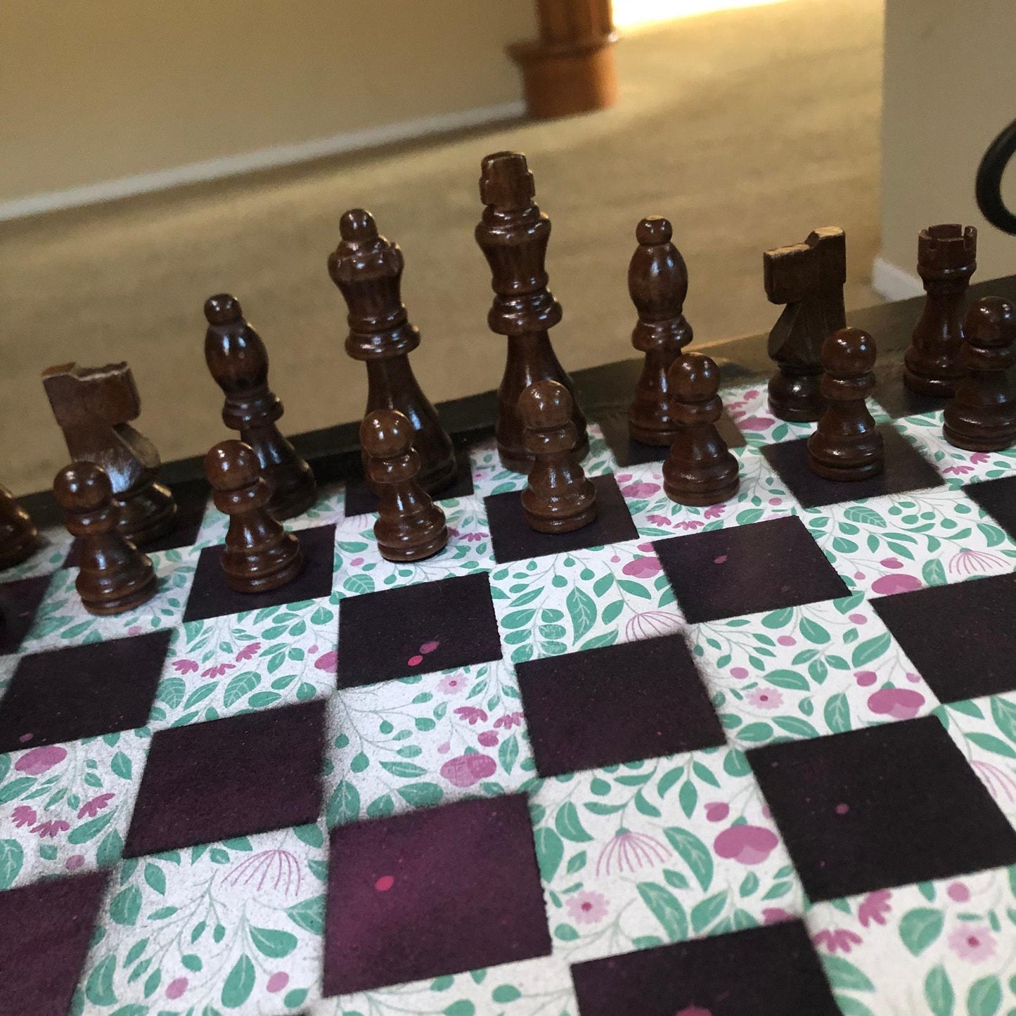 Scrapbook Chess Set - Purple Green Flower