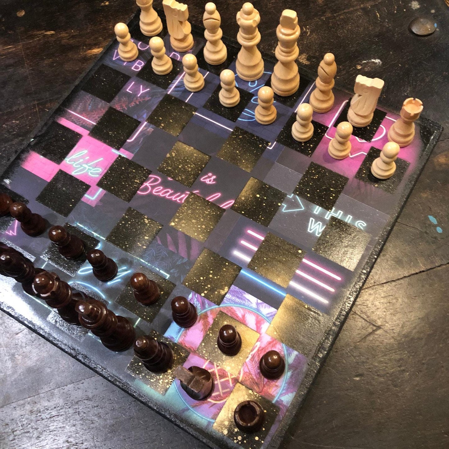 Scrapbook Chess Set - Midnight City