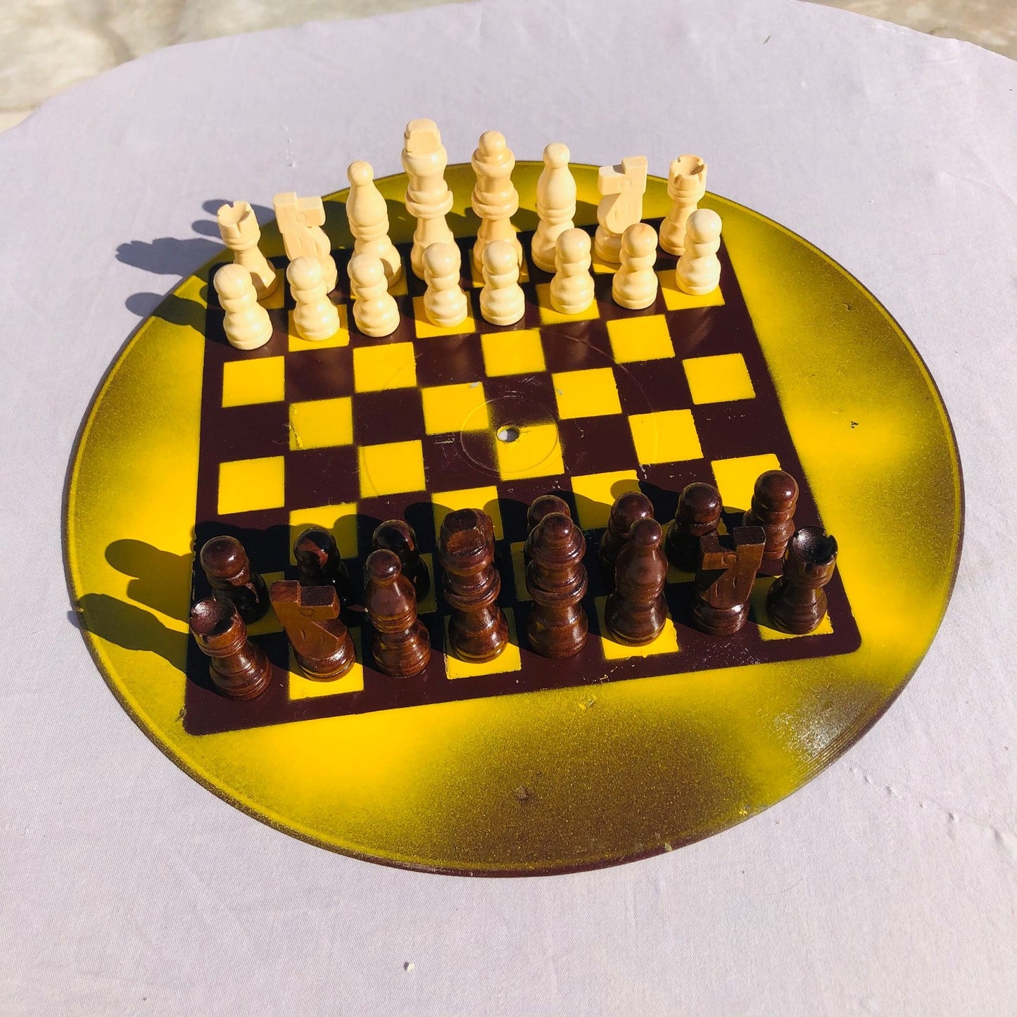 Vinyl Chess Set - Chocolate Yellow