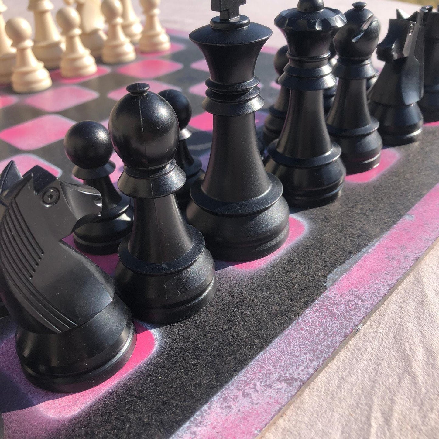 Large Chess Set - Pink & Black