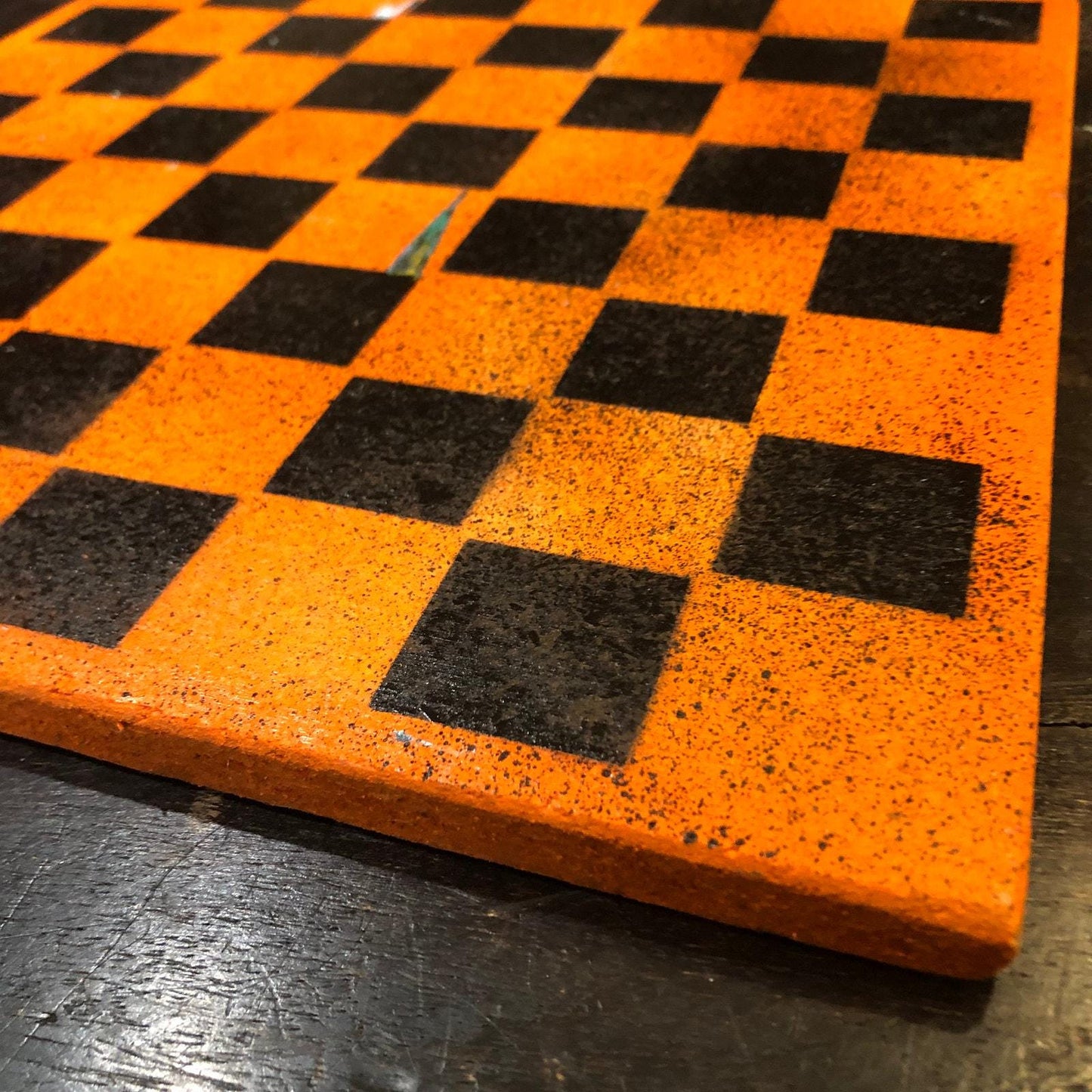 Painted Chess Set - Orange & Black Royal