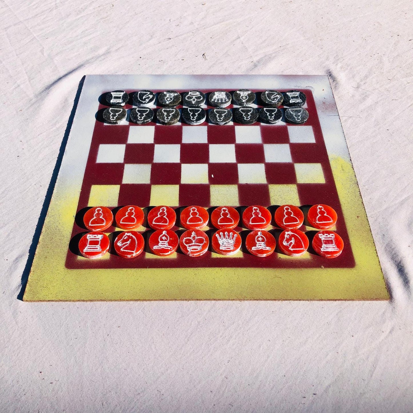 Chess Set - Faded Yellow Red