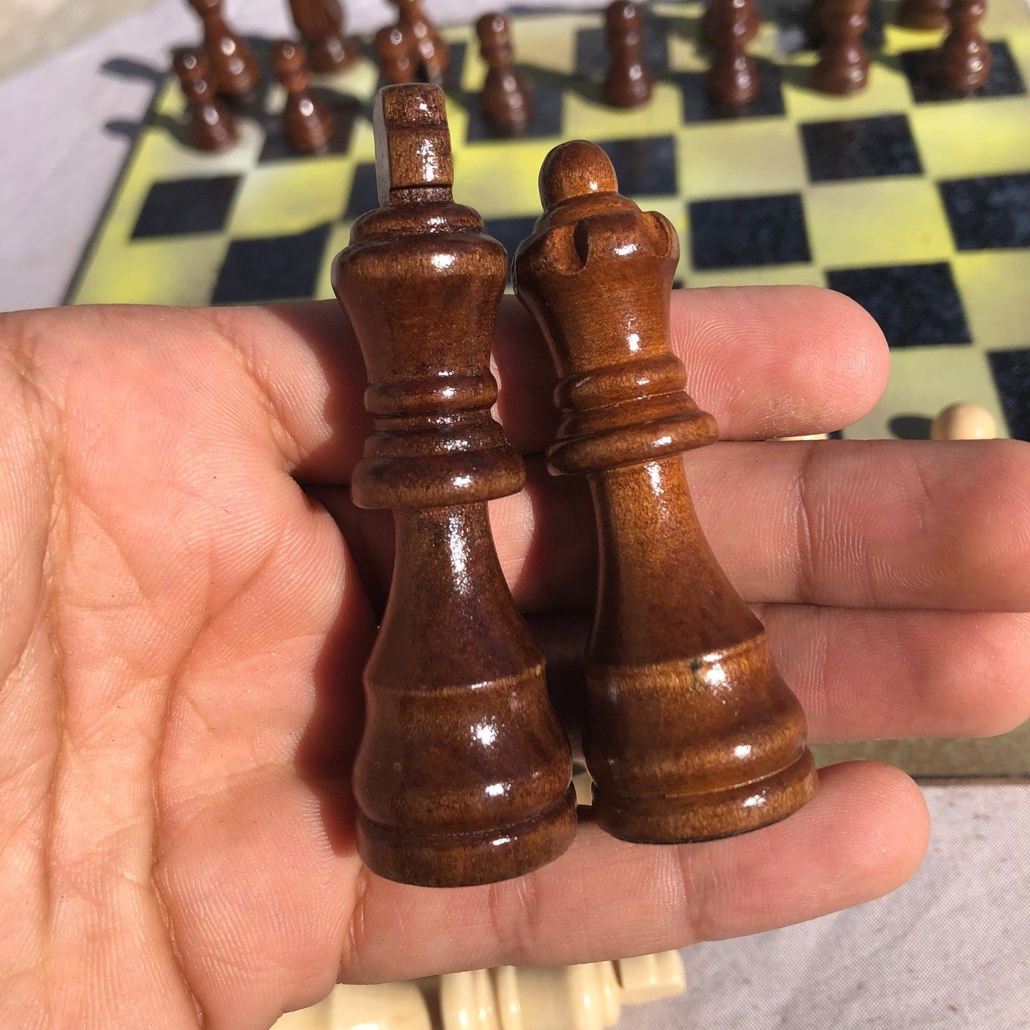 Chess Set - Yellow Speckled Silver