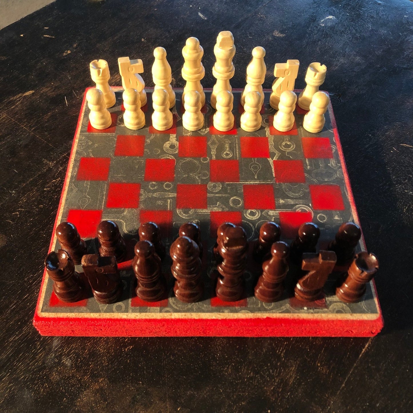 Scrapbook Chess Set - Red & Black