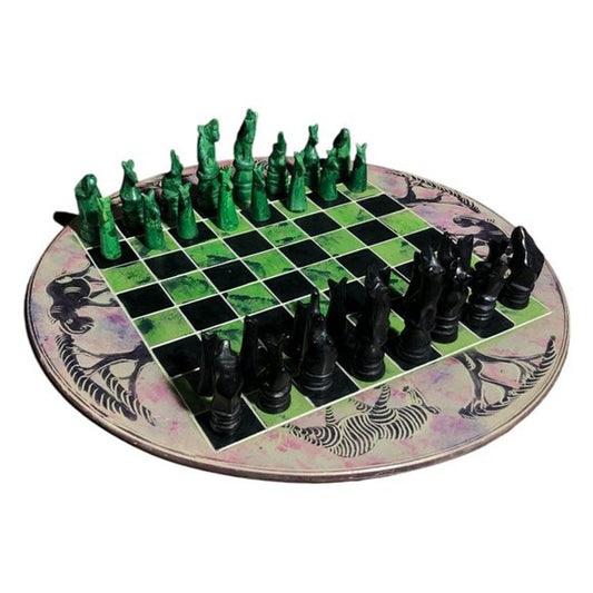 African Vintage Chess Set - Chill Green Chess Board