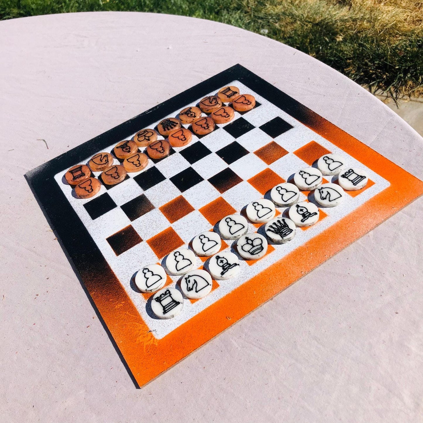 Chess Set - Orange & White