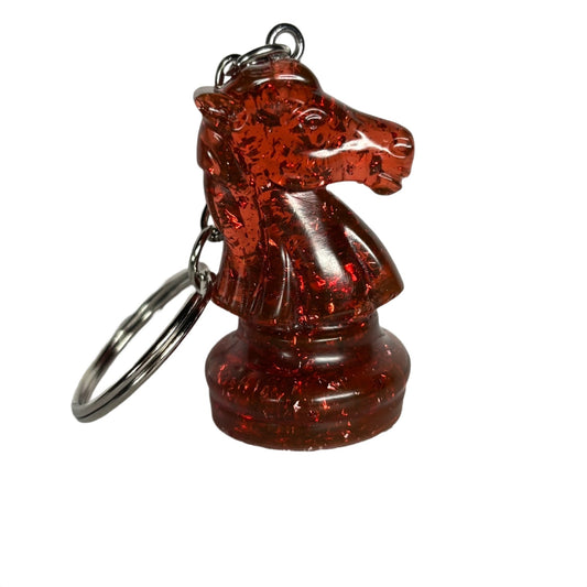 Fire Red Knight Handmade Resin Keychain - One of a Kind Design
