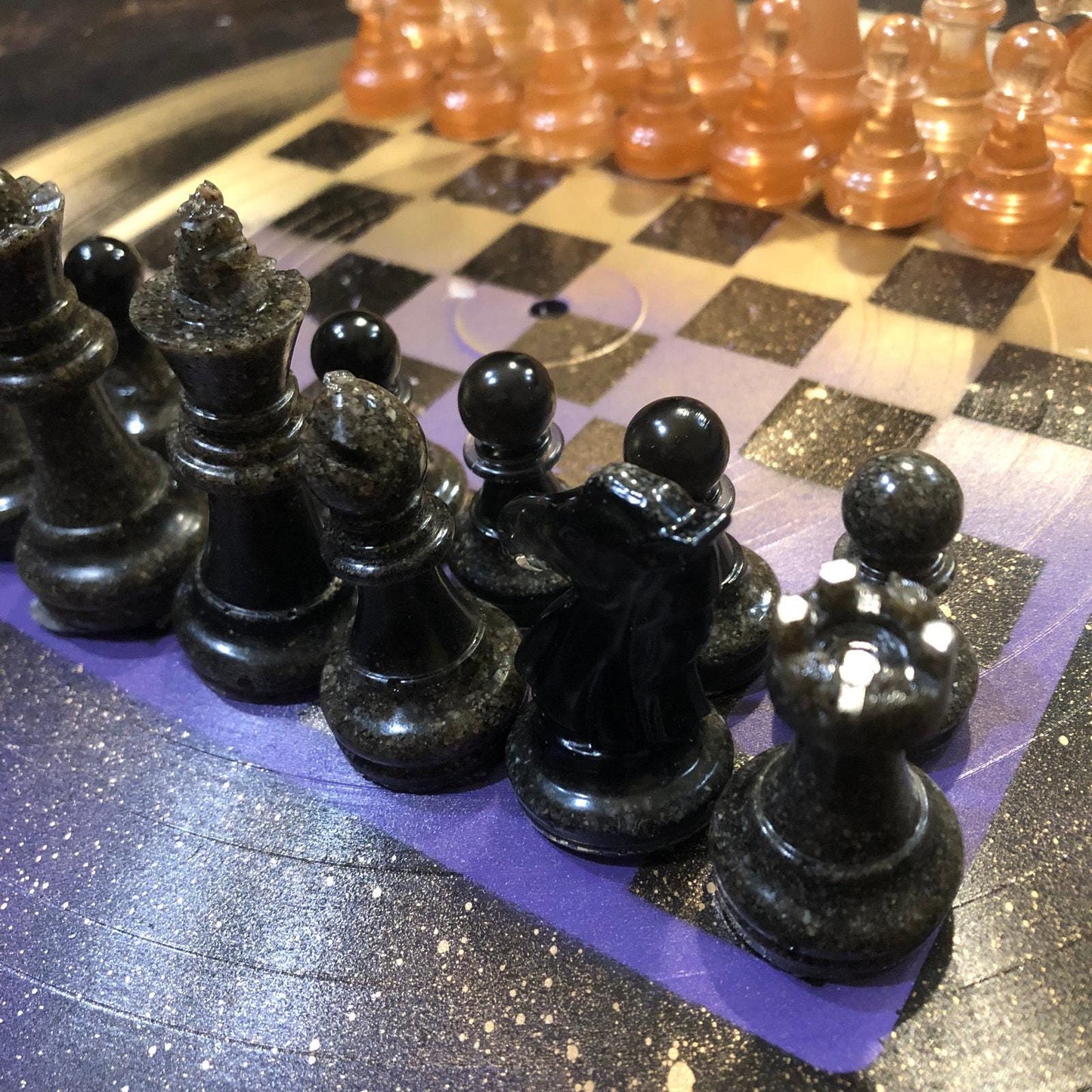 Vinyl Chess Set - Golden Purple (Resin Pieces)