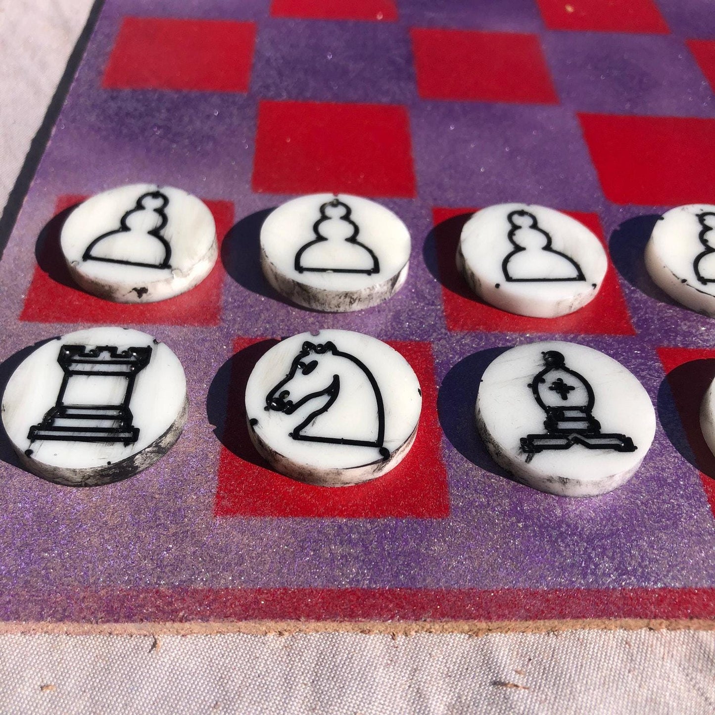 Chess Set - Purple & Red