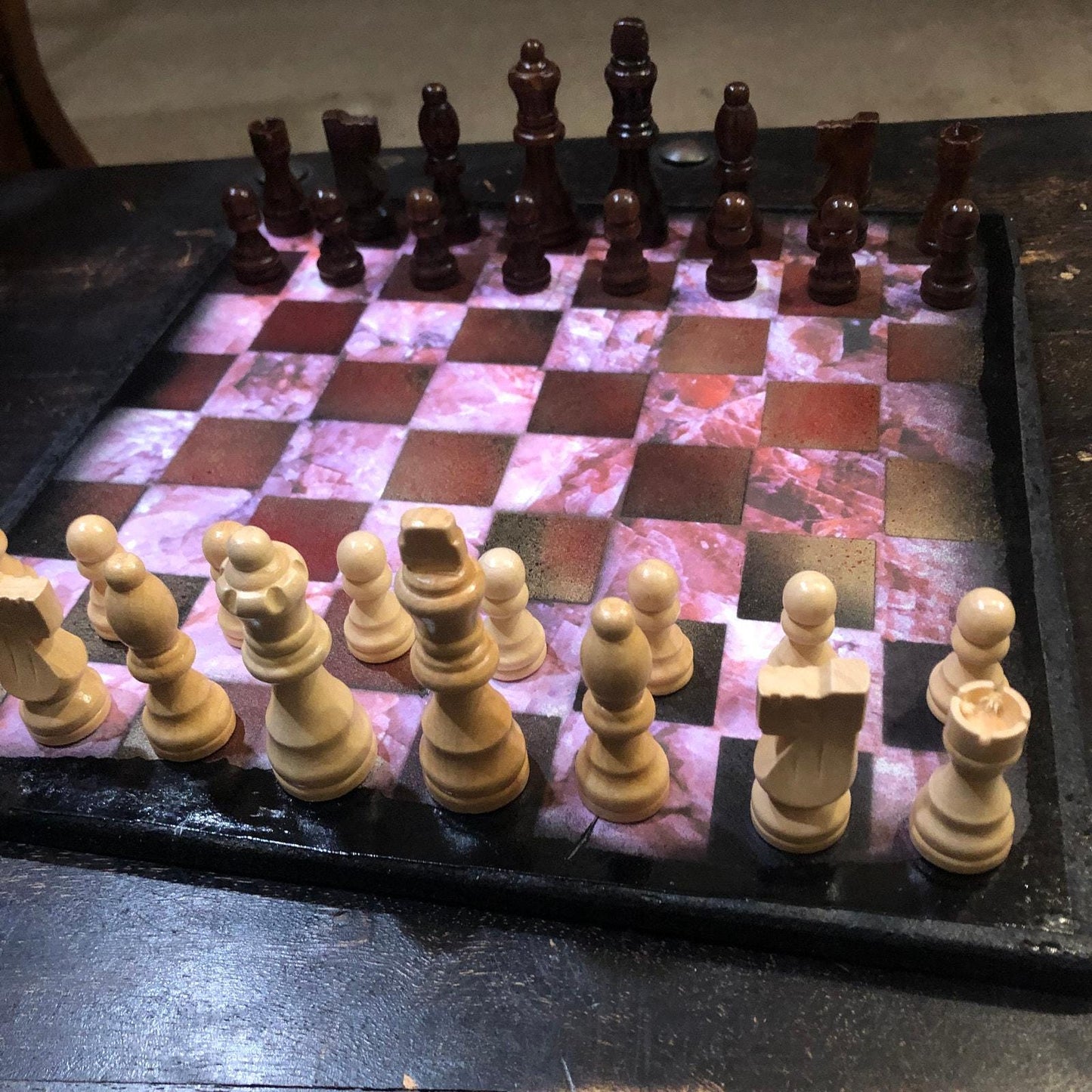 Scrapbook Chess Set - Pink Crystal