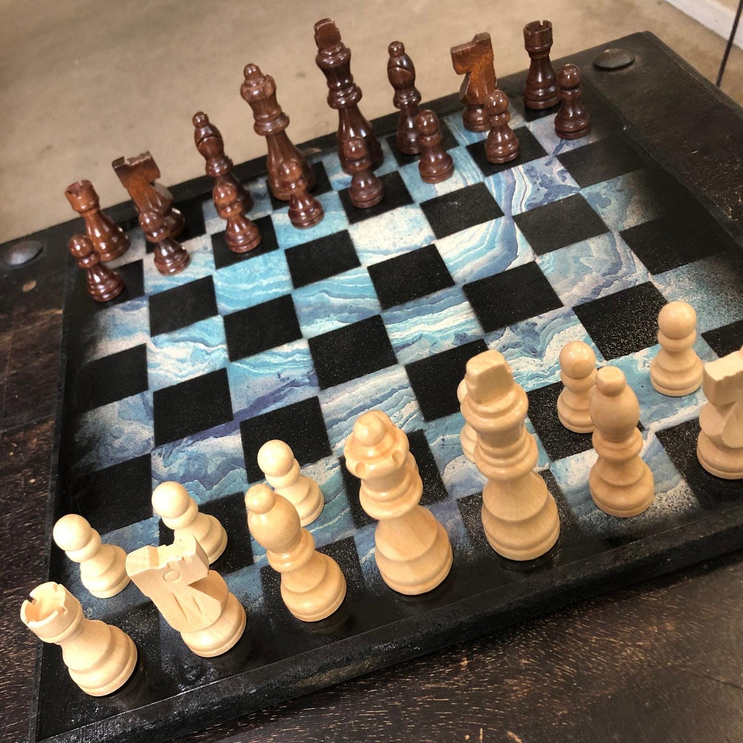 Scrapbook Chess Set - Blue Swirl