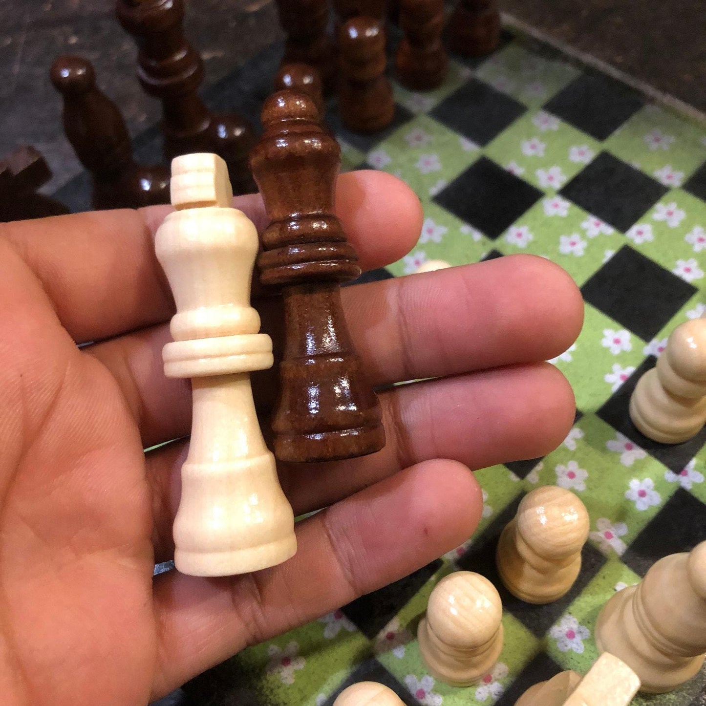 Scrapbook Chess Set - Lime Green Flower