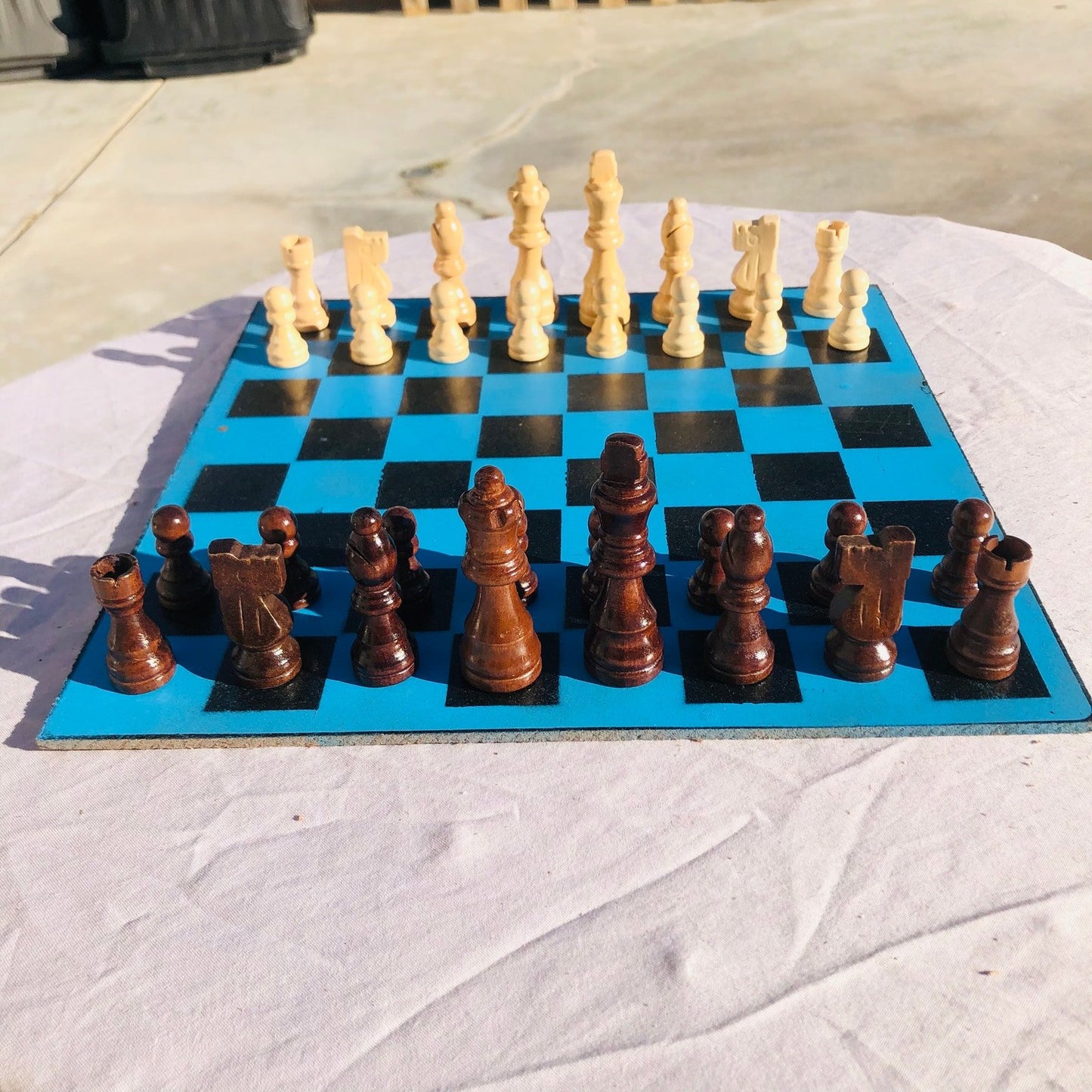 Chess Set - Sky Blue Gold