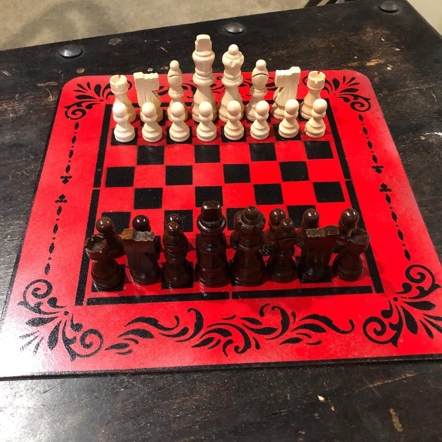 Chess Set - Cherry Red & Black