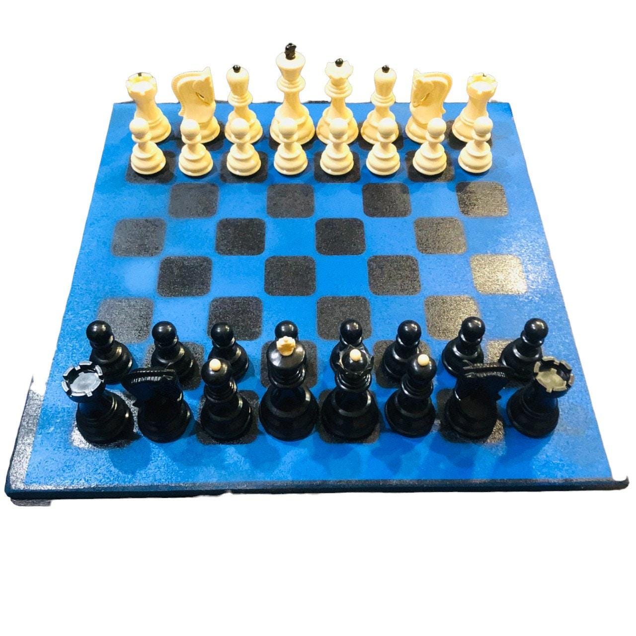 Large Chess Set - Deep Blue & Black