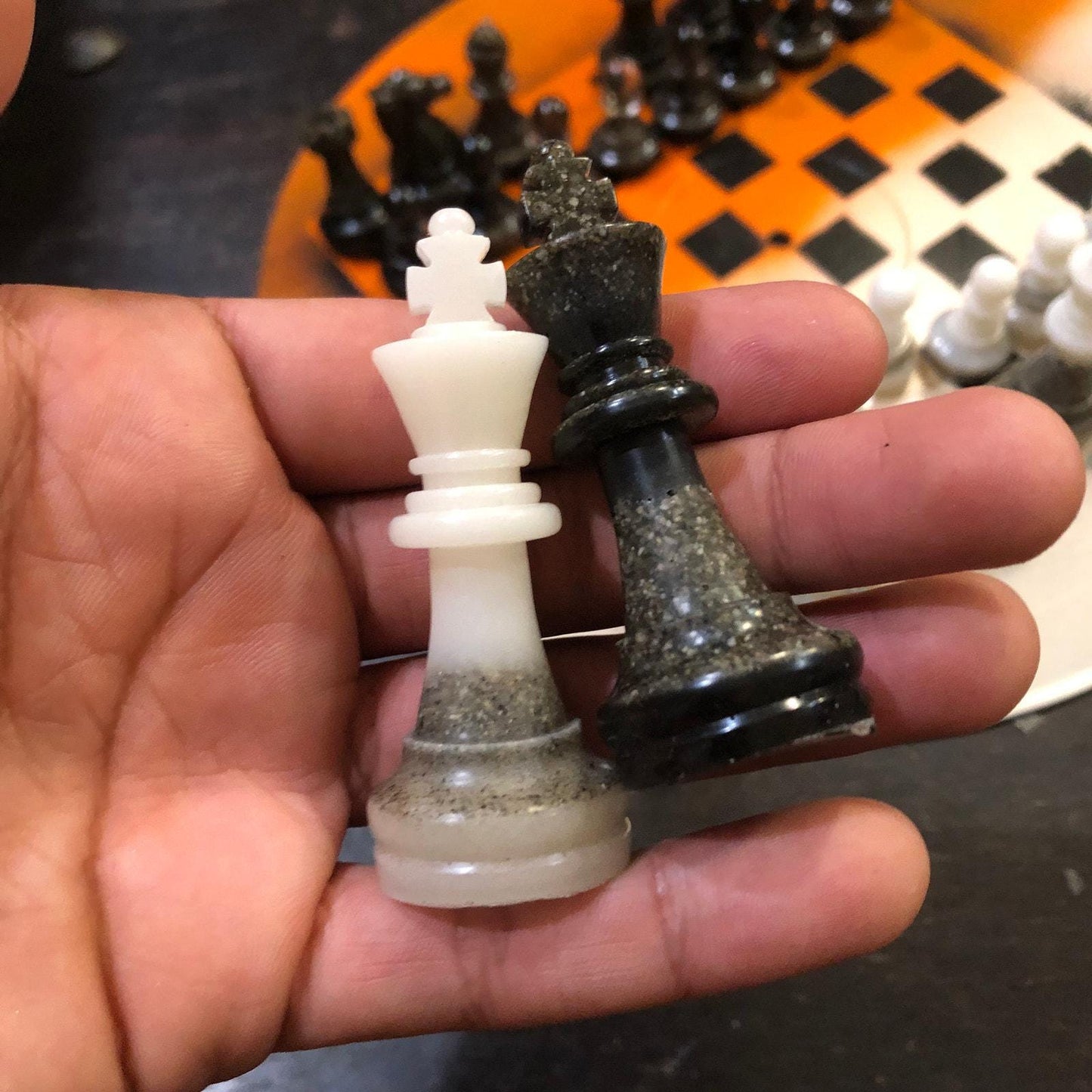 Vinyl Chess Set - Orange Cream (Resin Pieces)