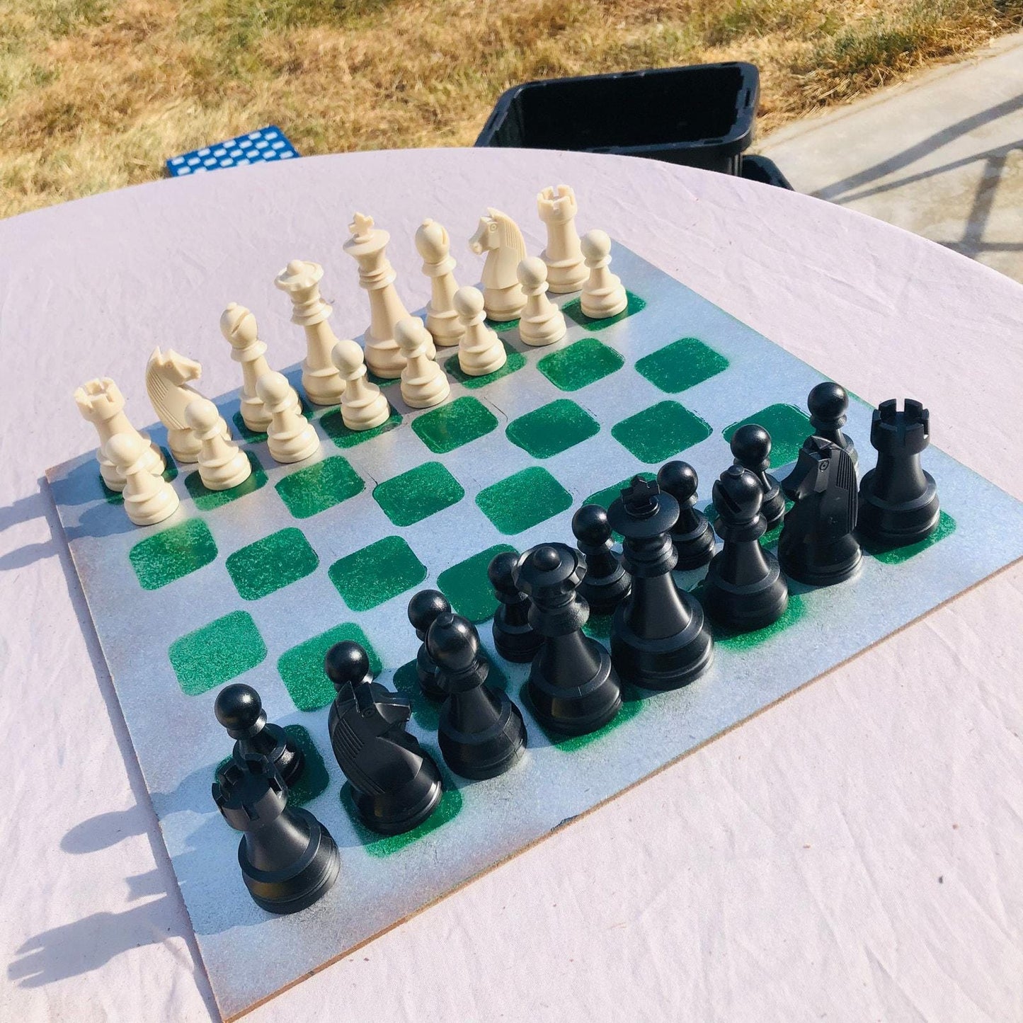 Large Chess Set - Chrome Green