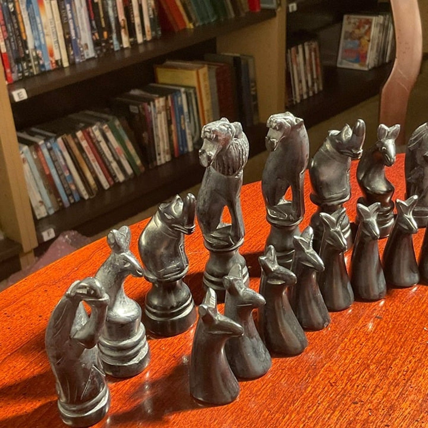 African Vintage Chess Set - Blue Royal Chess Board