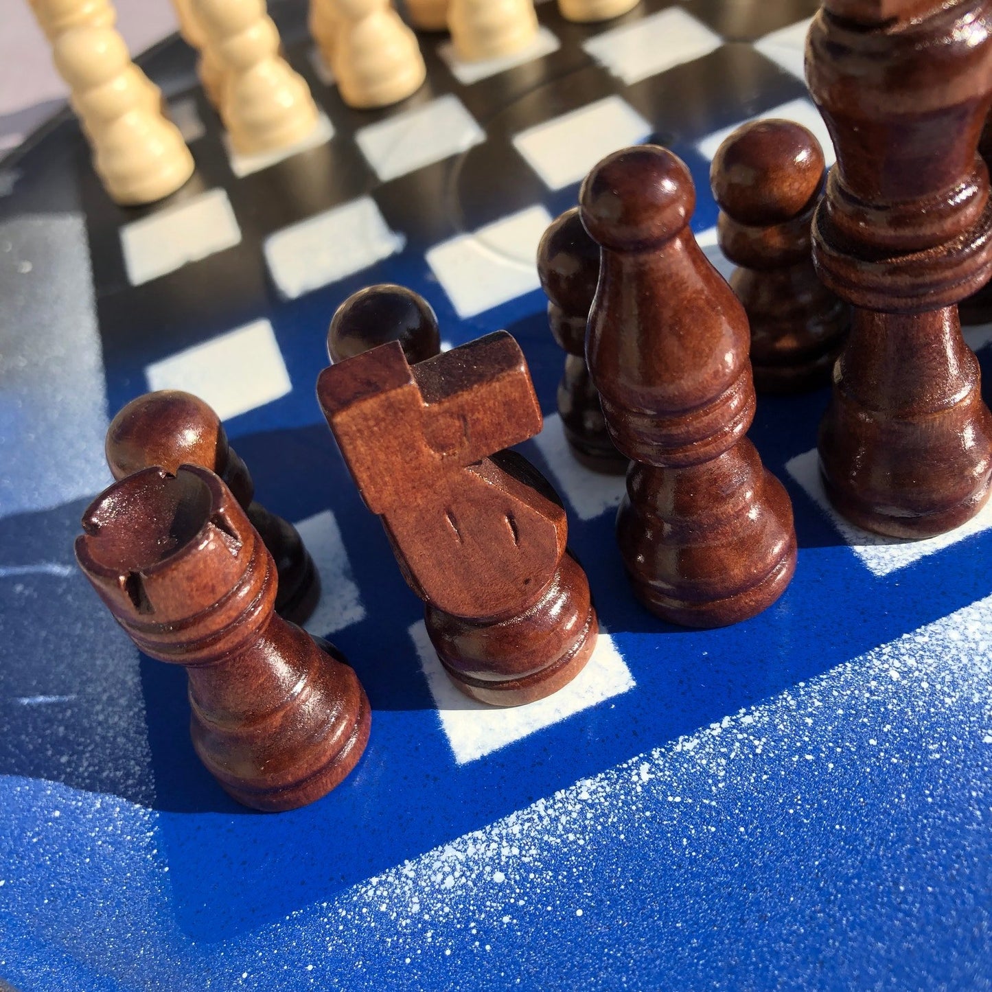 Vinyl Chess Set - Blue & Black Mist